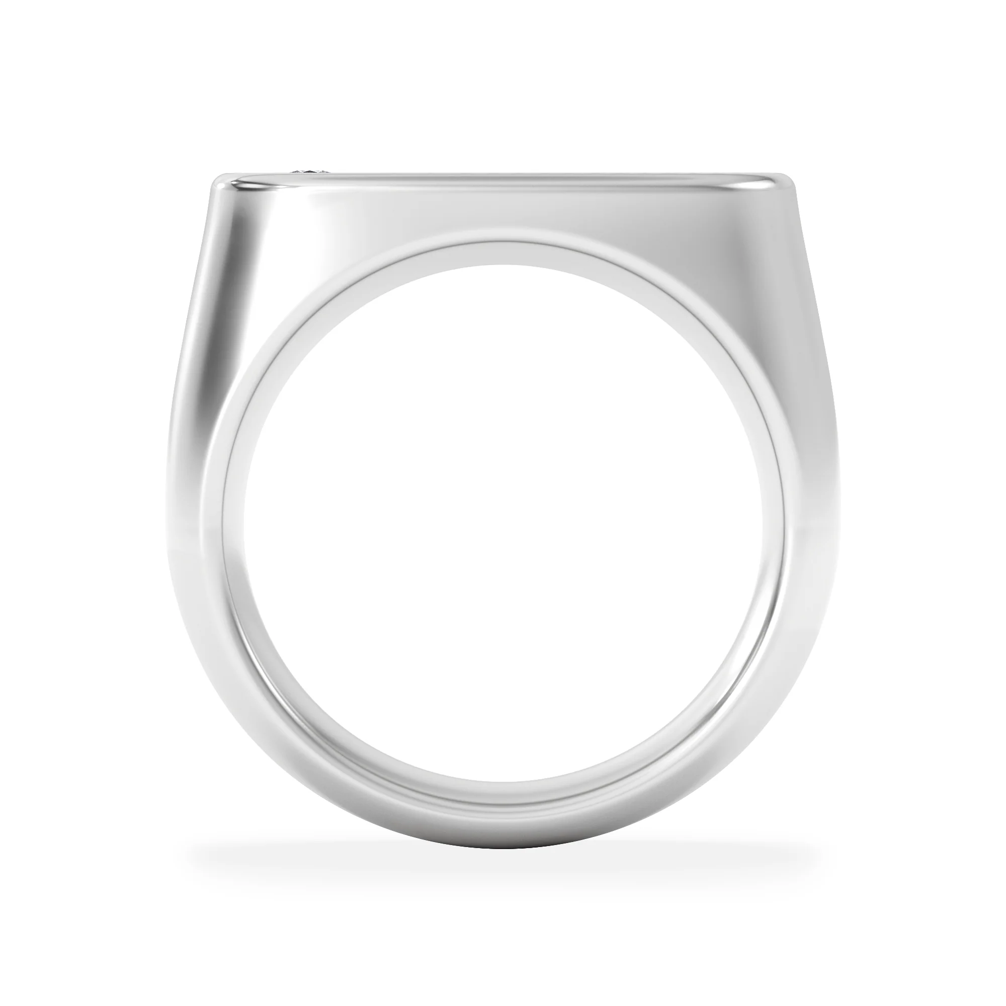 Crest 0.03ct Lab Diamond Men's Oblong Signet Ring in Sterling Silver - Image 3