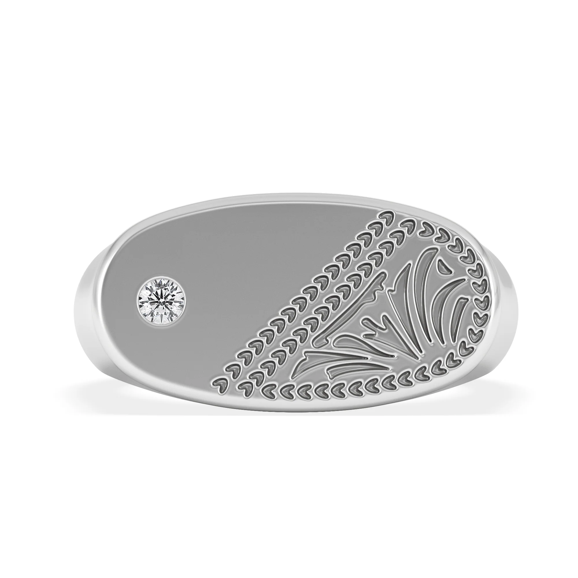 Crest 0.03ct Lab Diamond Men's Oblong Signet Ring in Sterling Silver - Image 7