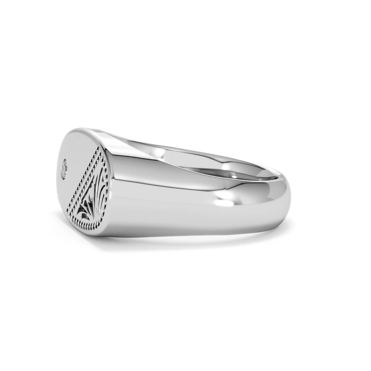 Crest 0.03ct Lab Diamond Men's Oblong Signet Ring in Sterling Silver - Image 72