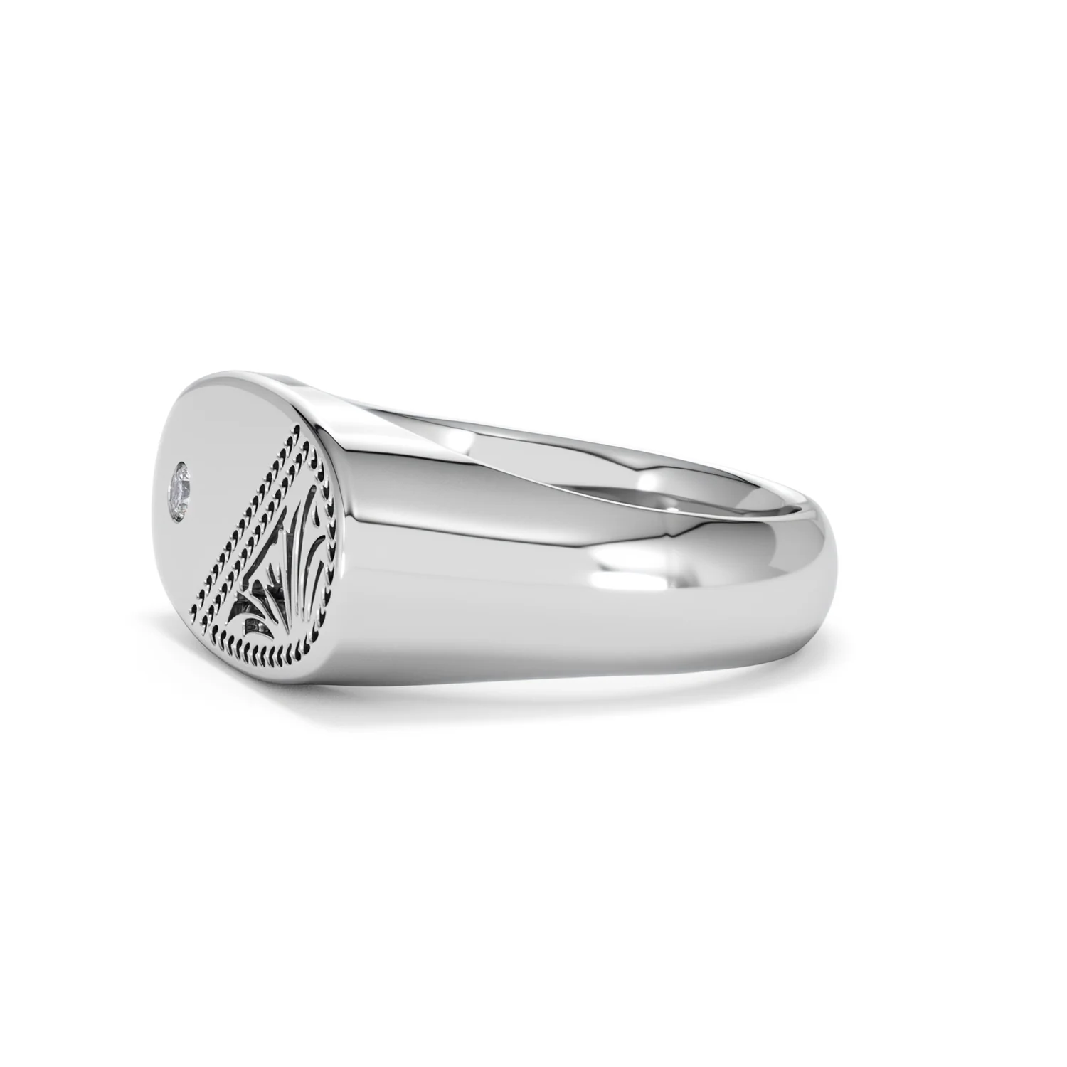 Crest 0.03ct Lab Diamond Men's Oblong Signet Ring in Sterling Silver - Image 73
