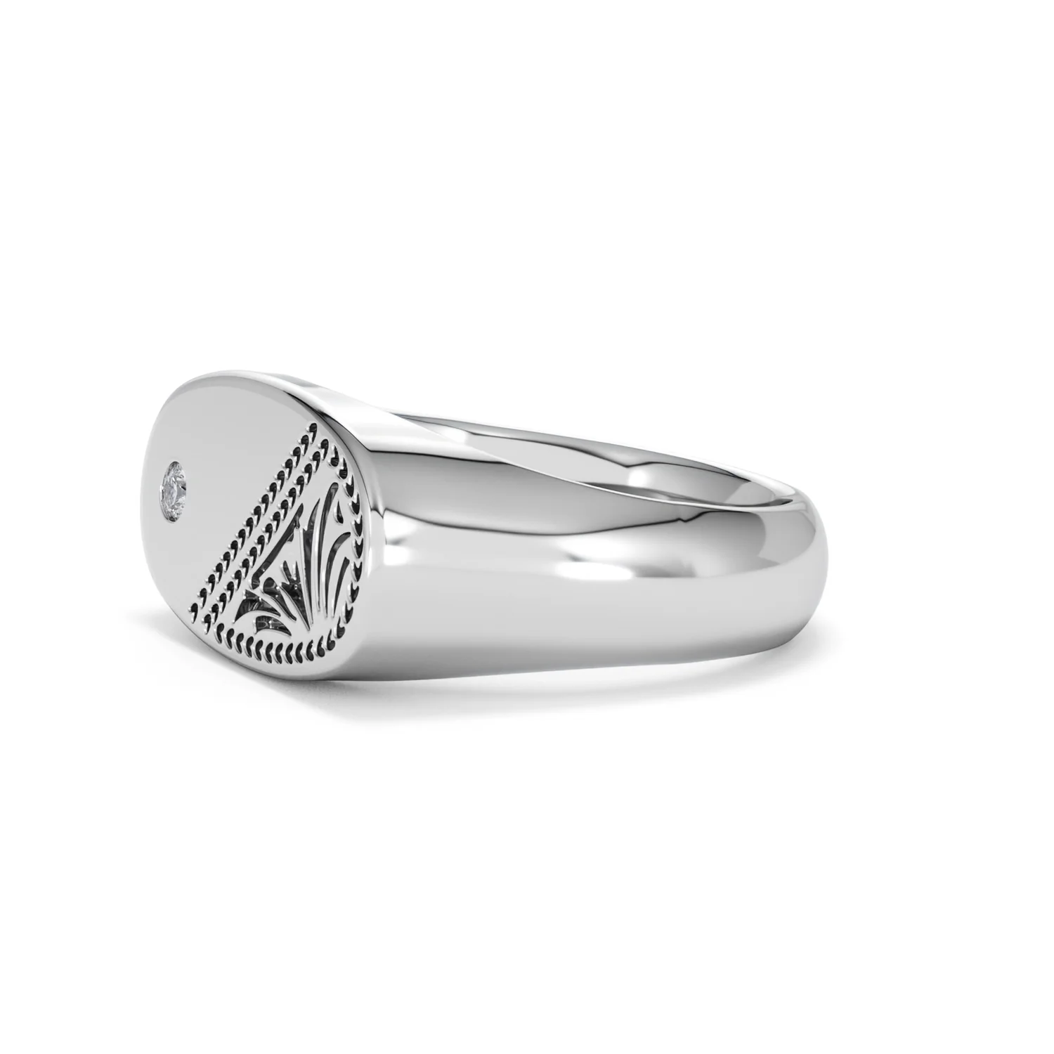 Crest 0.03ct Lab Diamond Men's Oblong Signet Ring in Sterling Silver - Image 74