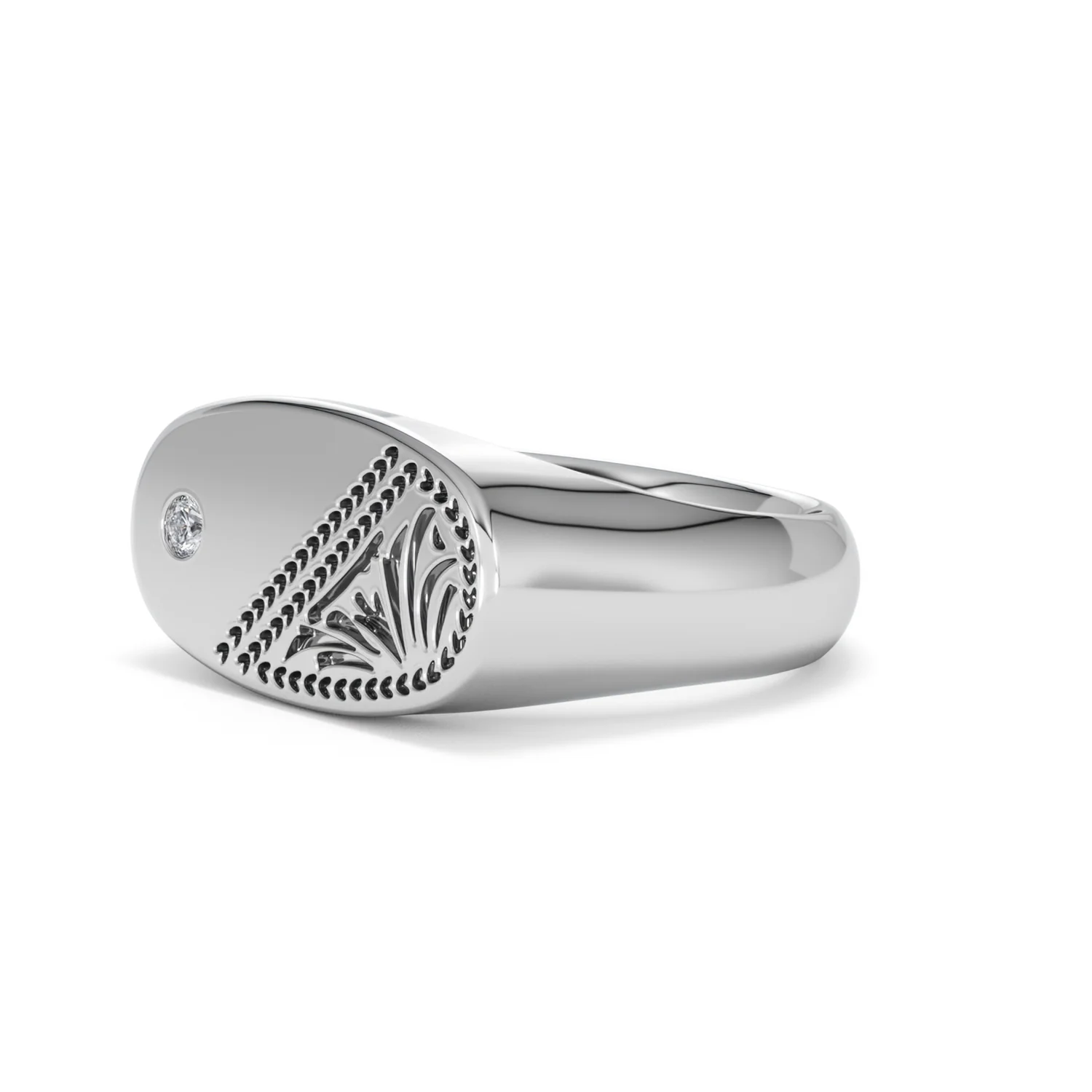 Crest 0.03ct Lab Diamond Men's Oblong Signet Ring in Sterling Silver - Image 77