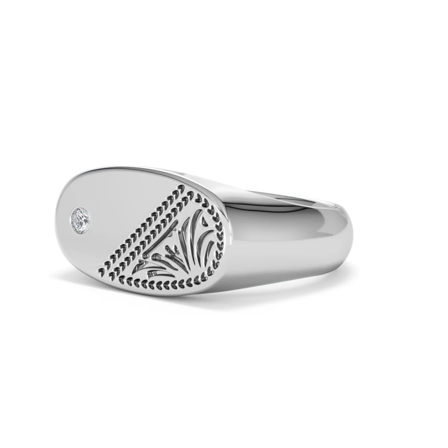 Crest 0.03ct Lab Diamond Men's Oblong Signet Ring in Sterling Silver - Image 79