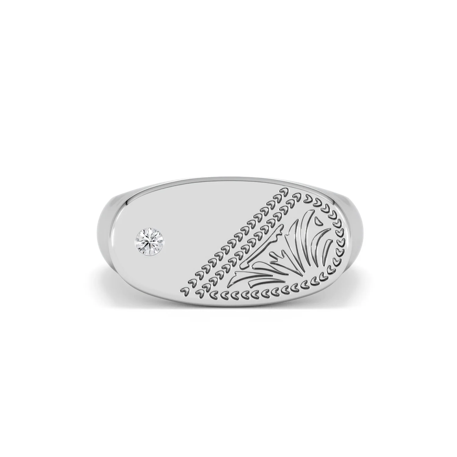 Crest 0.03ct Lab Diamond Men's Oblong Signet Ring in Sterling Silver - Image 8