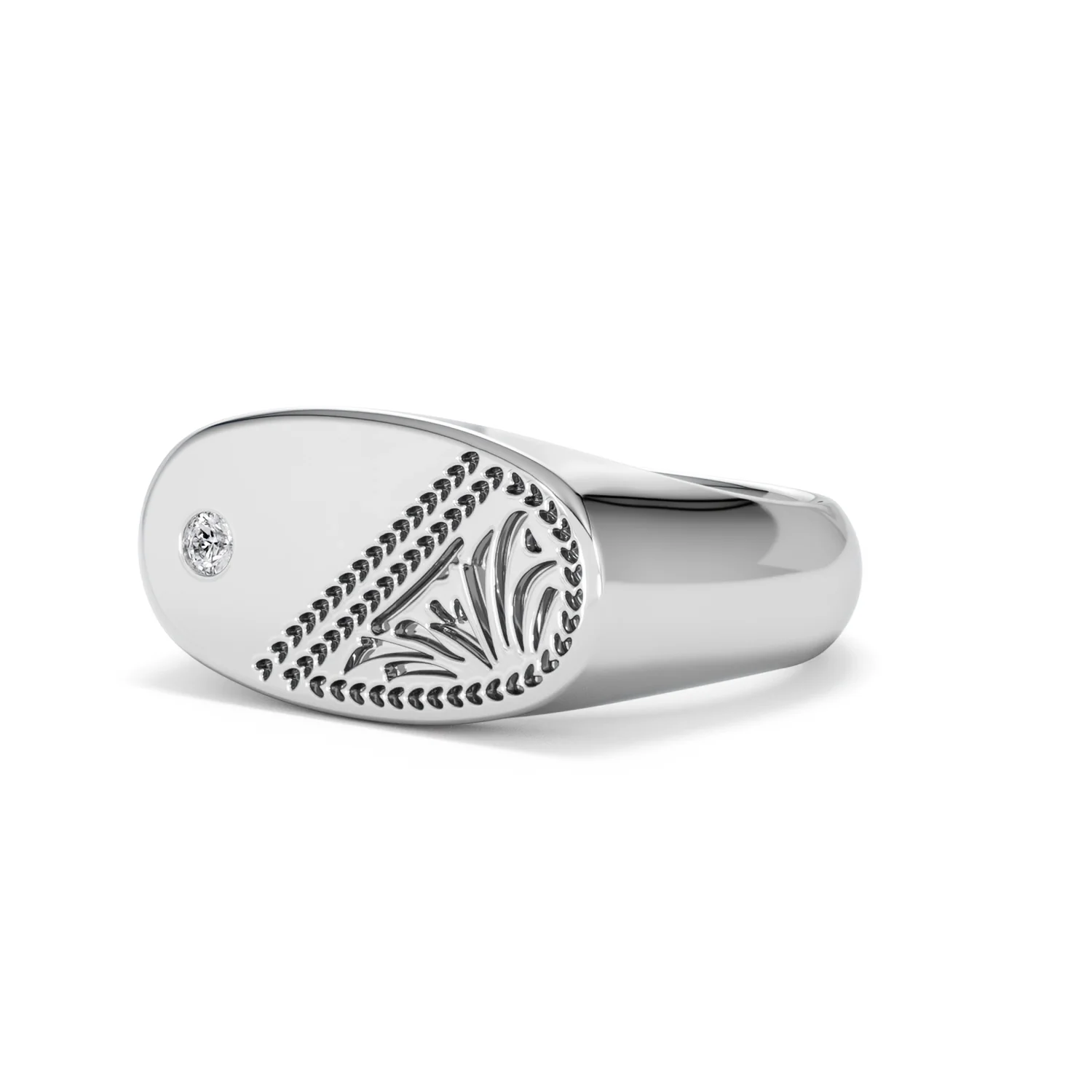 Crest 0.03ct Lab Diamond Men's Oblong Signet Ring in Sterling Silver - Image 80