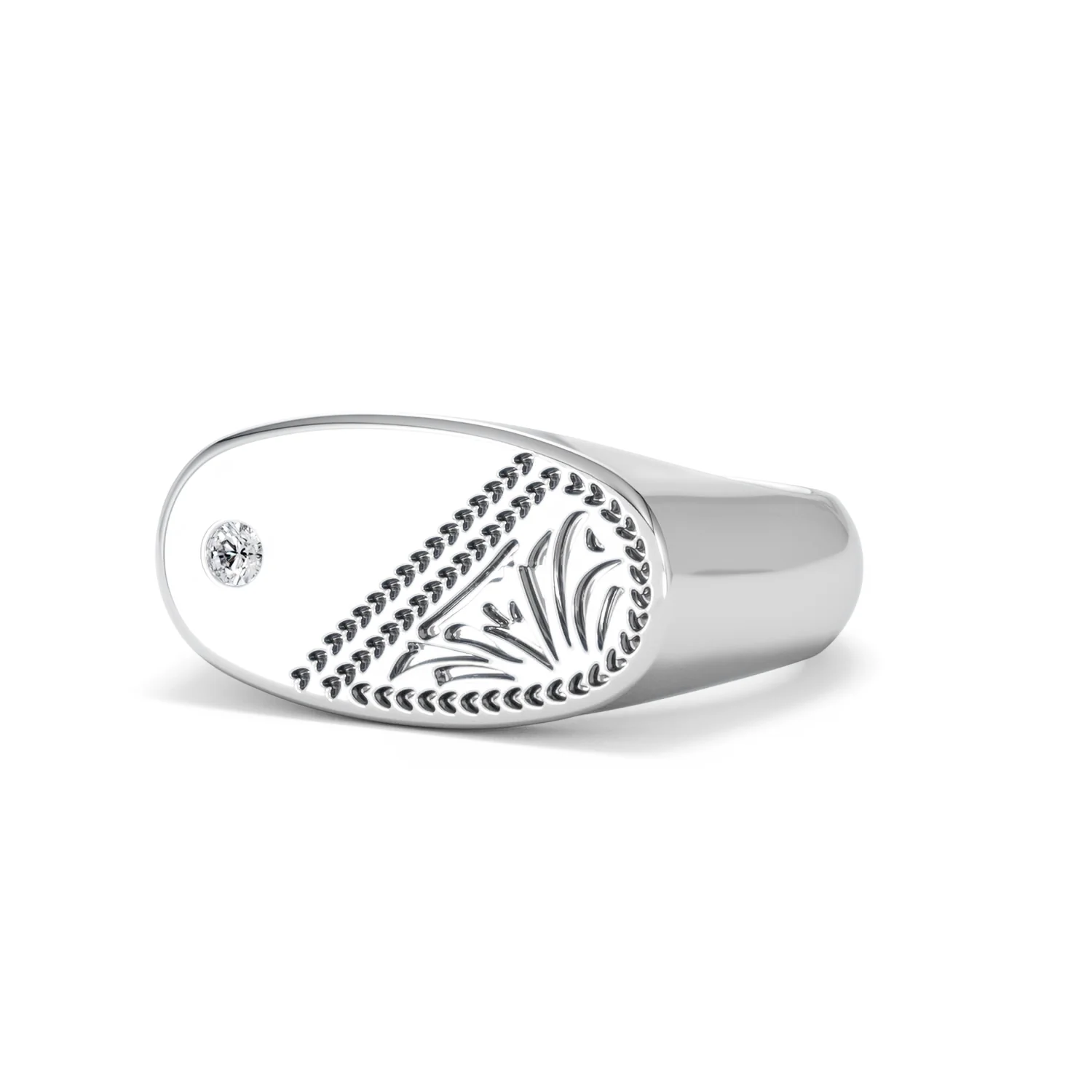 Crest 0.03ct Lab Diamond Men's Oblong Signet Ring in Sterling Silver - Image 82
