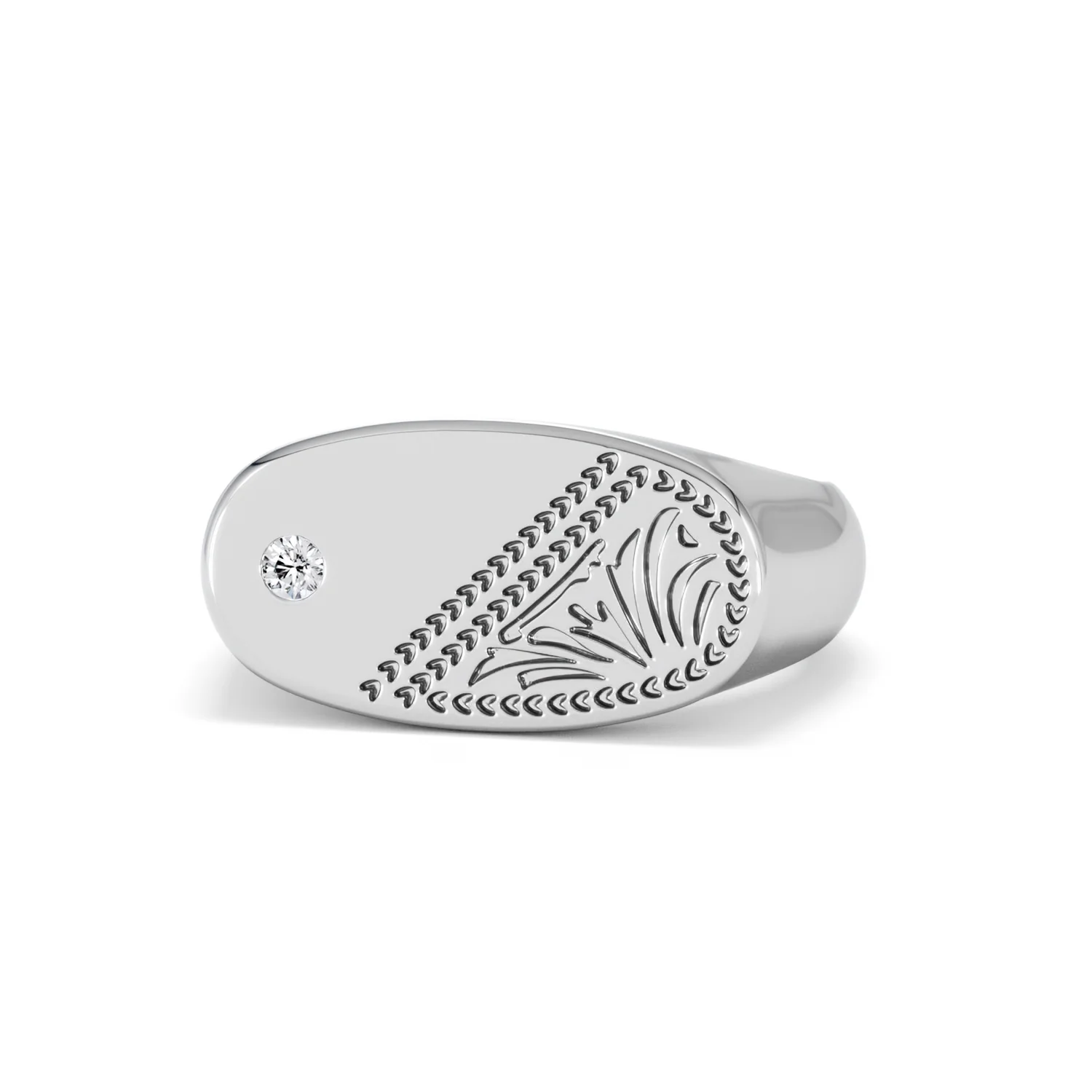 Crest 0.03ct Lab Diamond Men's Oblong Signet Ring in Sterling Silver - Image 85