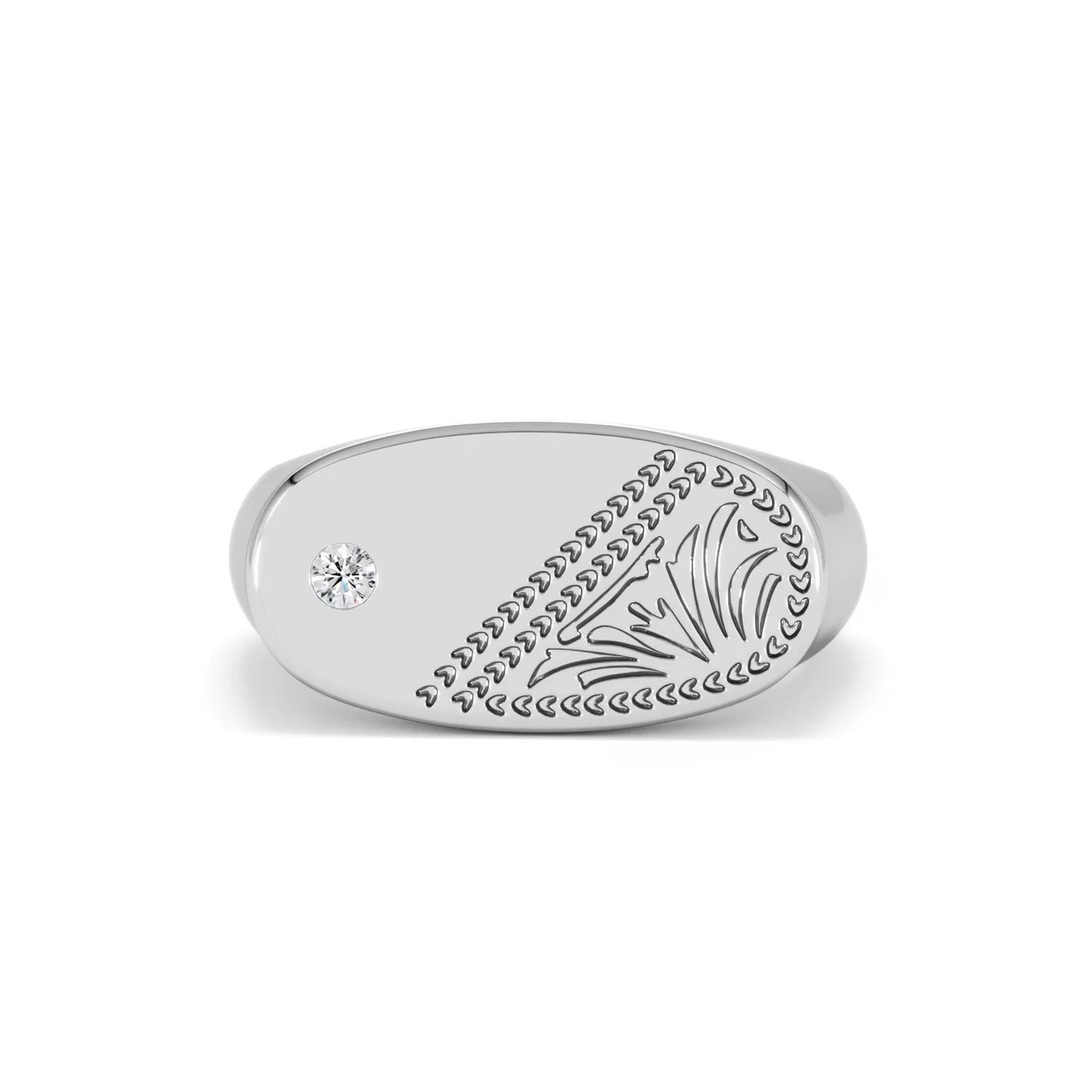 Crest 0.03ct Lab Diamond Men's Oblong Signet Ring in Sterling Silver - Image 87