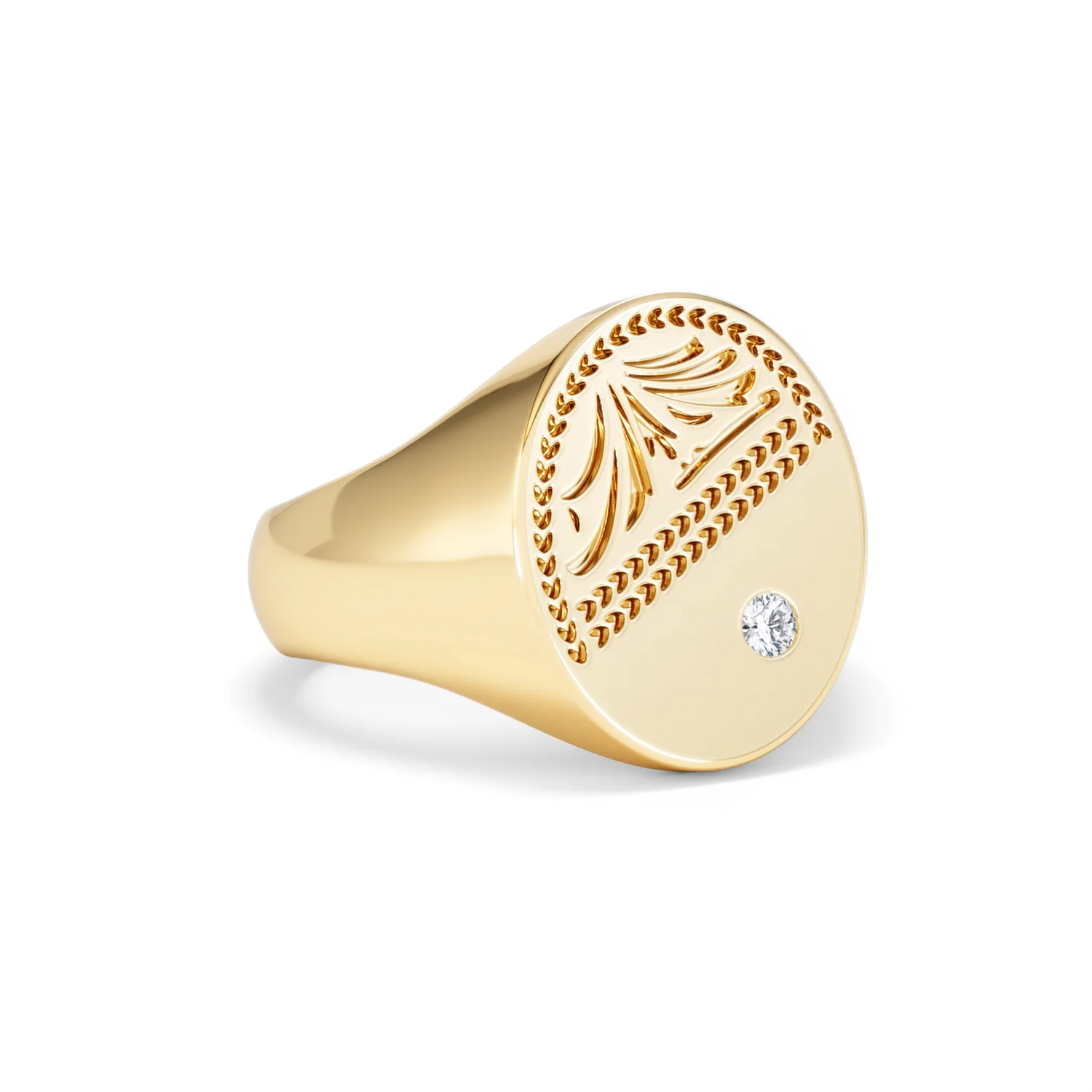 Crest 0.03ct Lab Diamond Men's Oval Signet Ring in 18K Yellow Gold Vermeil - Image 13