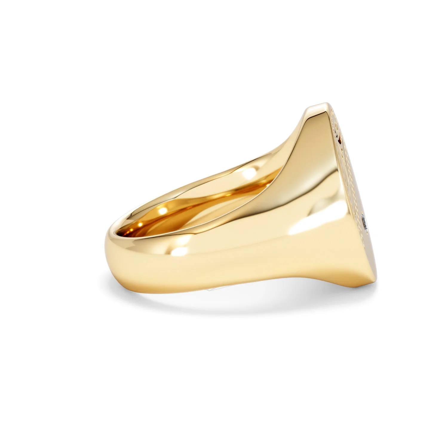 Crest 0.03ct Lab Diamond Men's Oval Signet Ring in 18K Yellow Gold Vermeil - Image 26