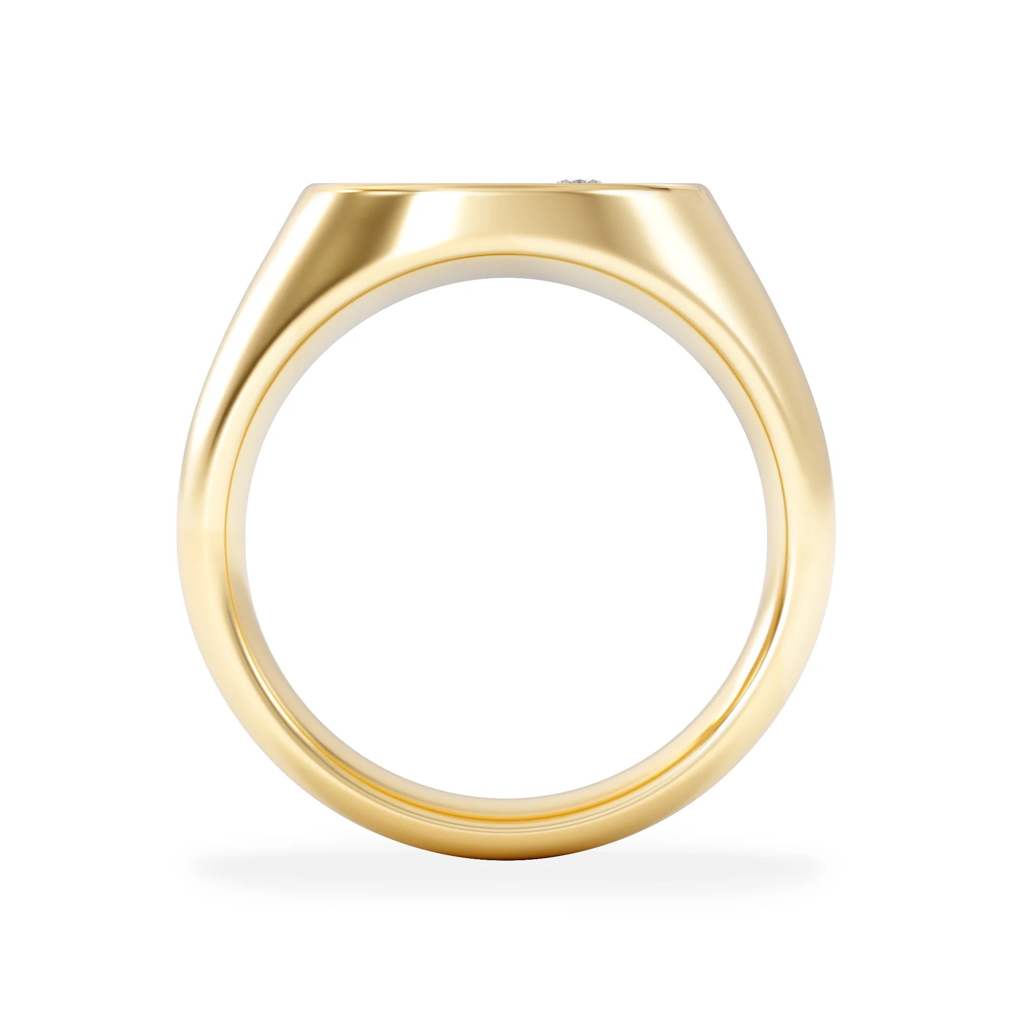 Crest 0.03ct Lab Diamond Men's Oval Signet Ring in 18K Yellow Gold Vermeil - Image 3