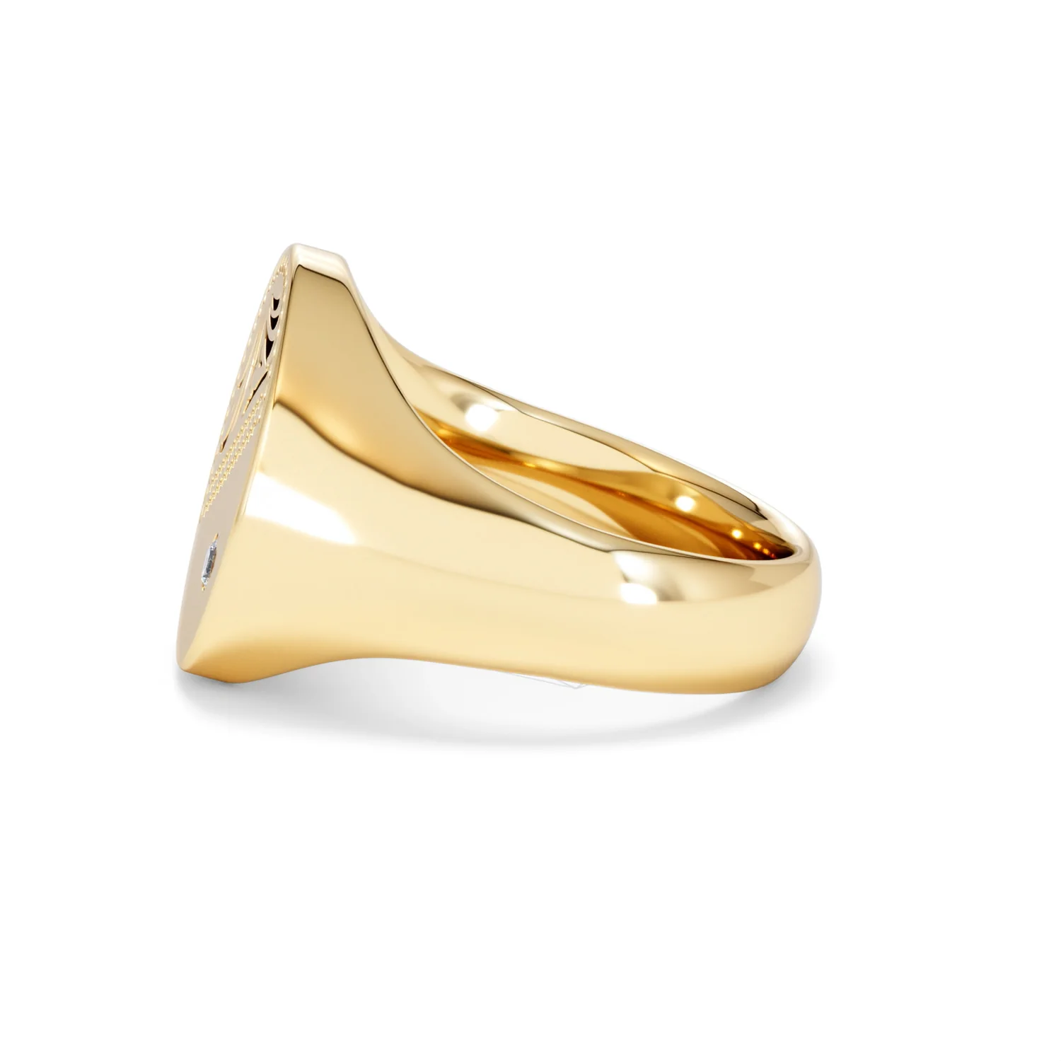 Crest 0.03ct Lab Diamond Men's Oval Signet Ring in 18K Yellow Gold Vermeil - Image 68