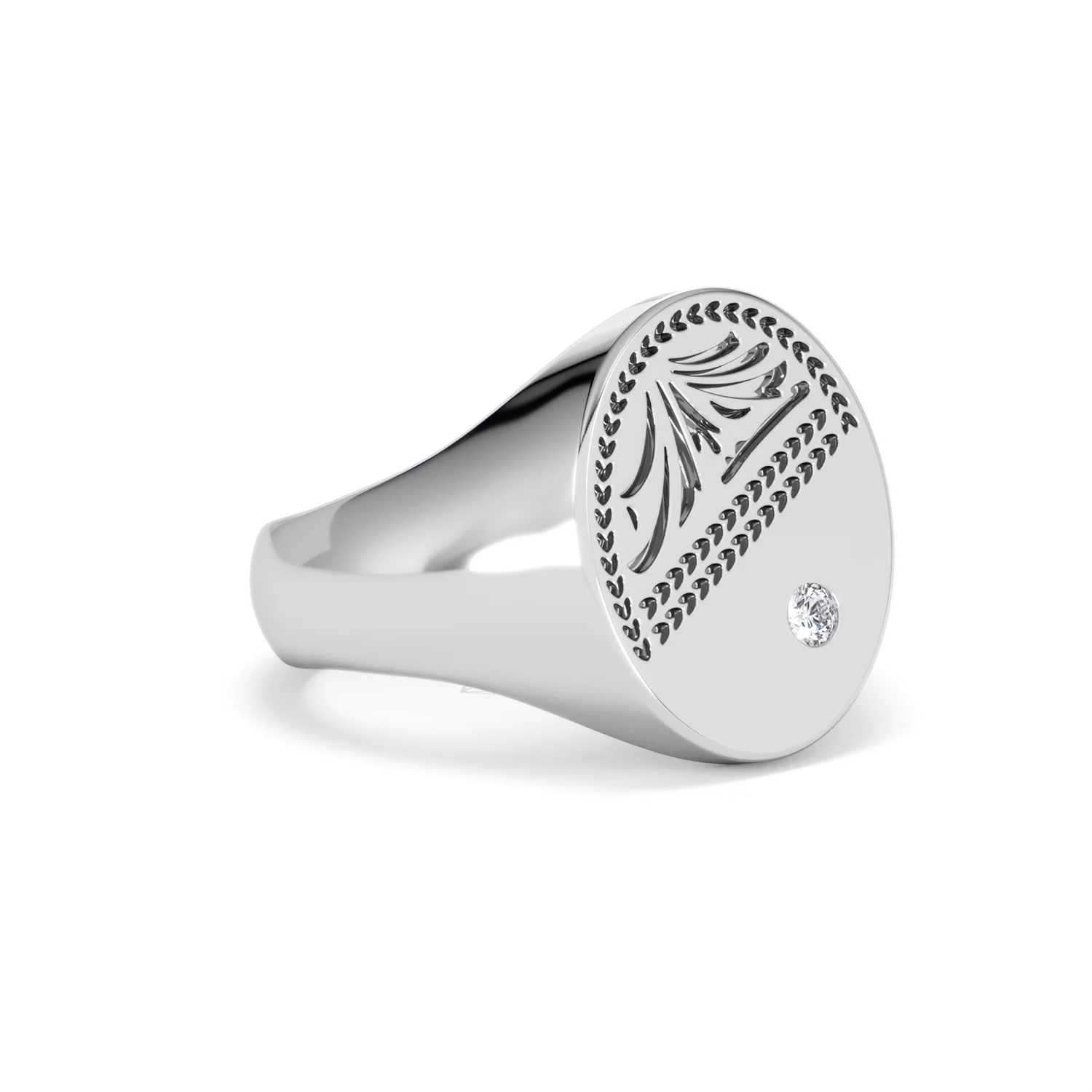 Crest 0.03ct Lab Diamond Men's Oval Signet Ring in Sterling Silver - Image 15