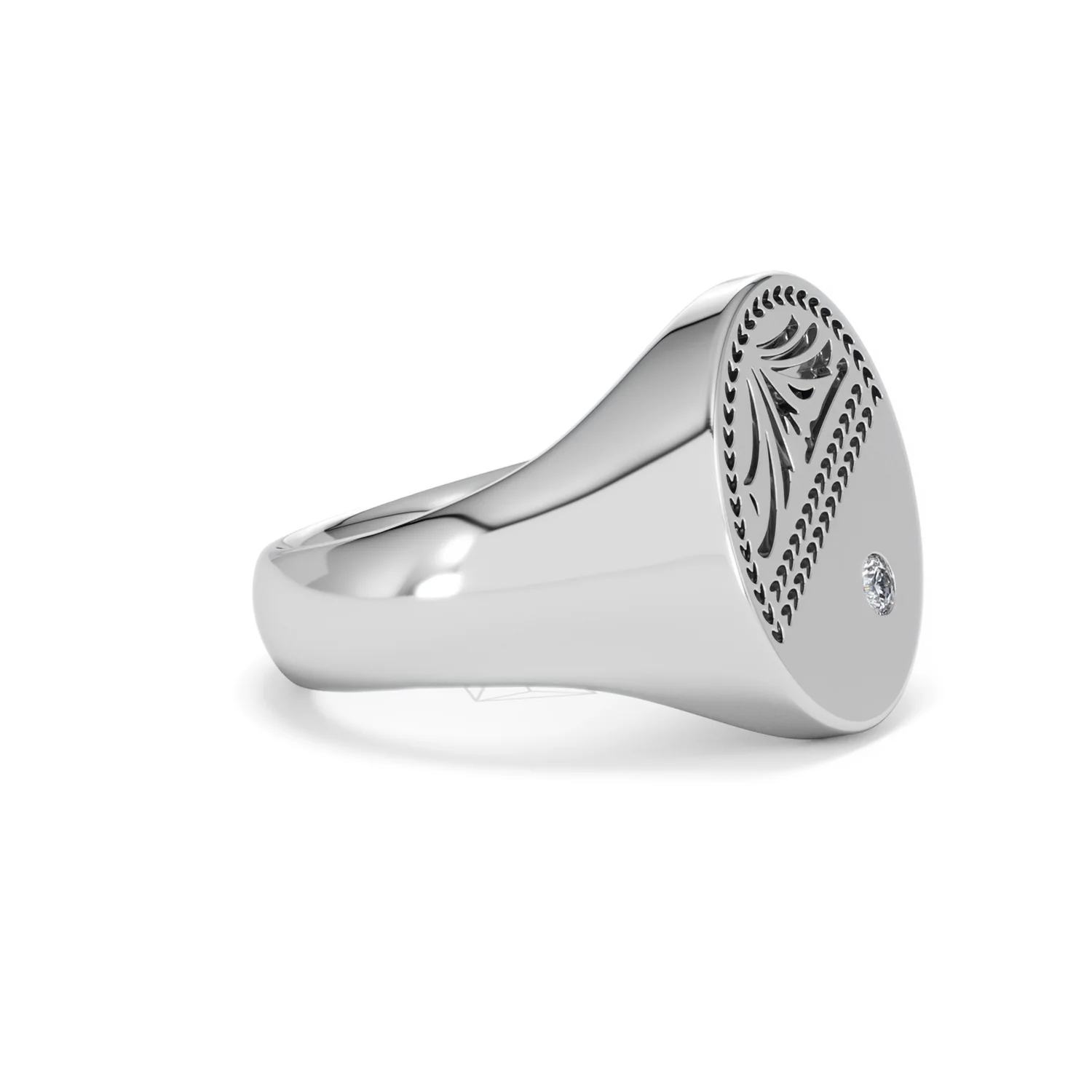 Crest 0.03ct Lab Diamond Men's Oval Signet Ring in Sterling Silver - Image 20