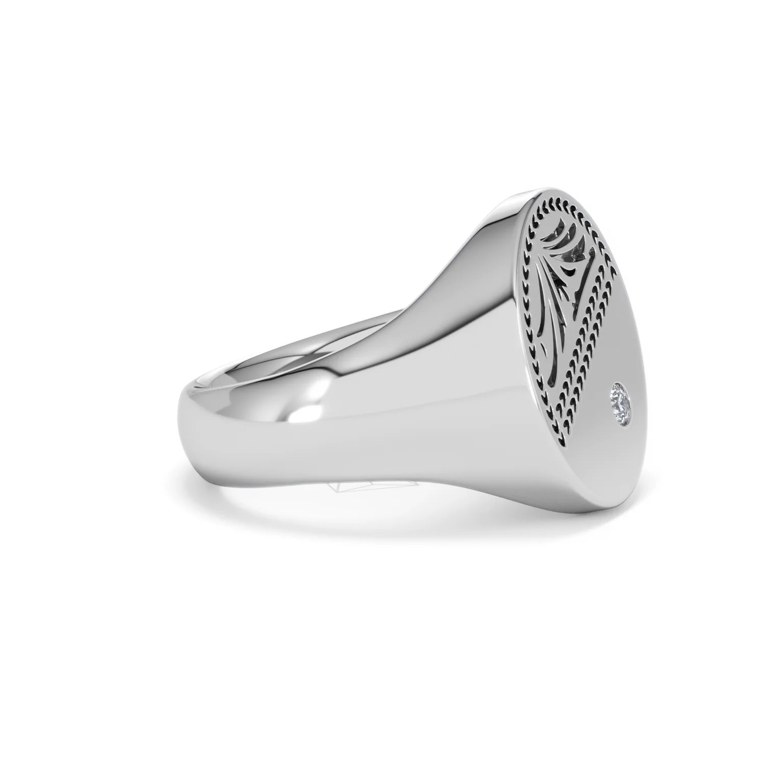 Crest 0.03ct Lab Diamond Men's Oval Signet Ring in Sterling Silver - Image 21