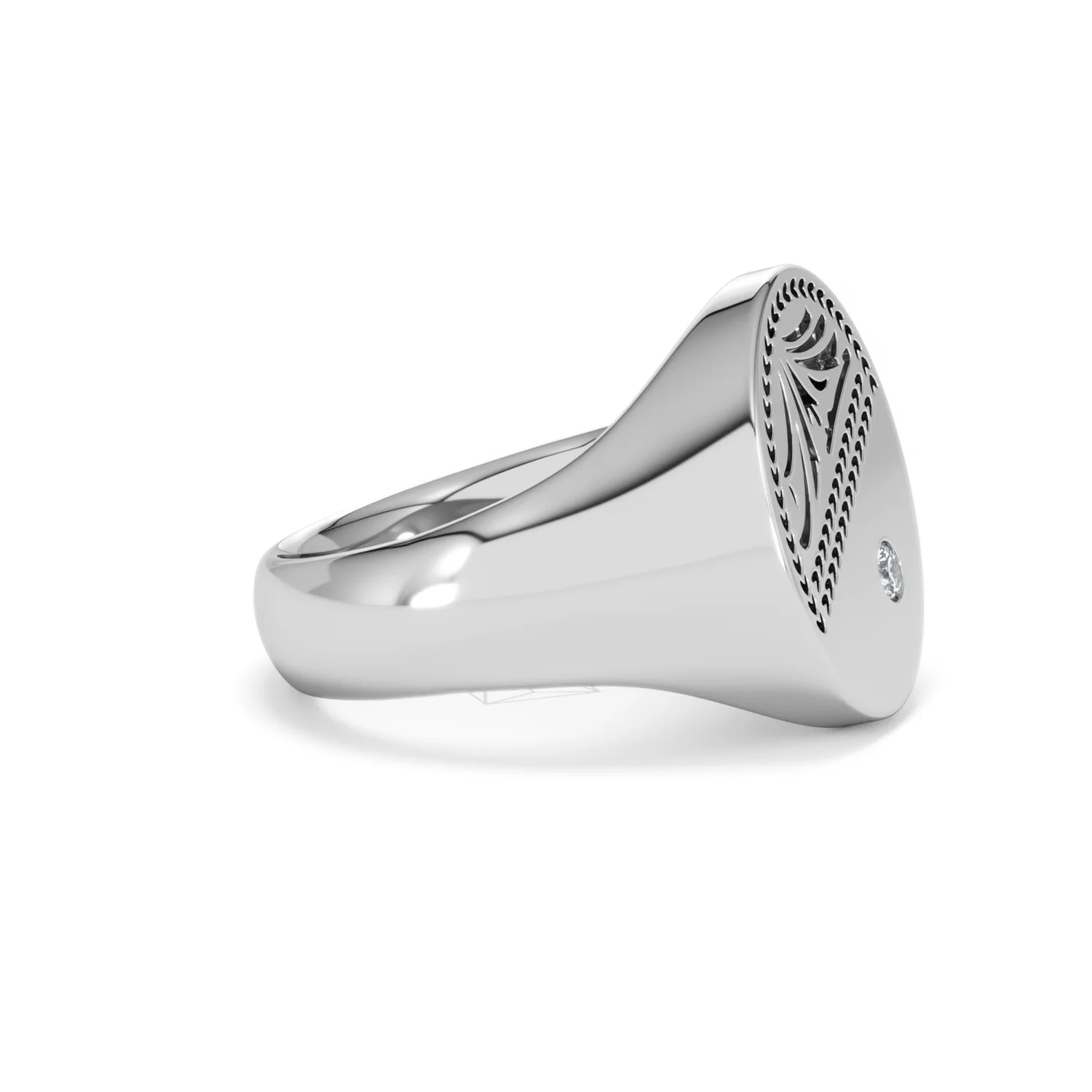 Crest 0.03ct Lab Diamond Men's Oval Signet Ring in Sterling Silver - Image 22