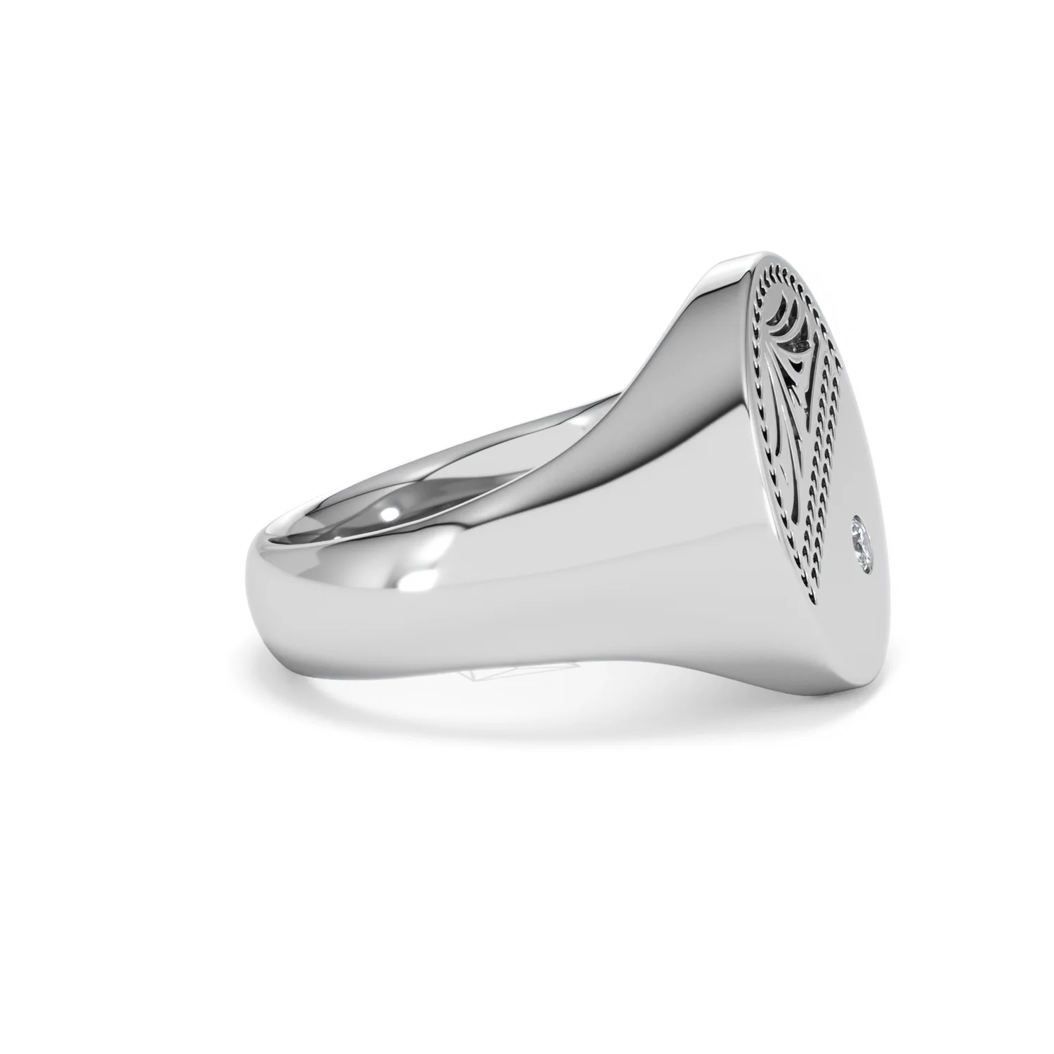 Crest 0.03ct Lab Diamond Men's Oval Signet Ring in Sterling Silver - Image 23