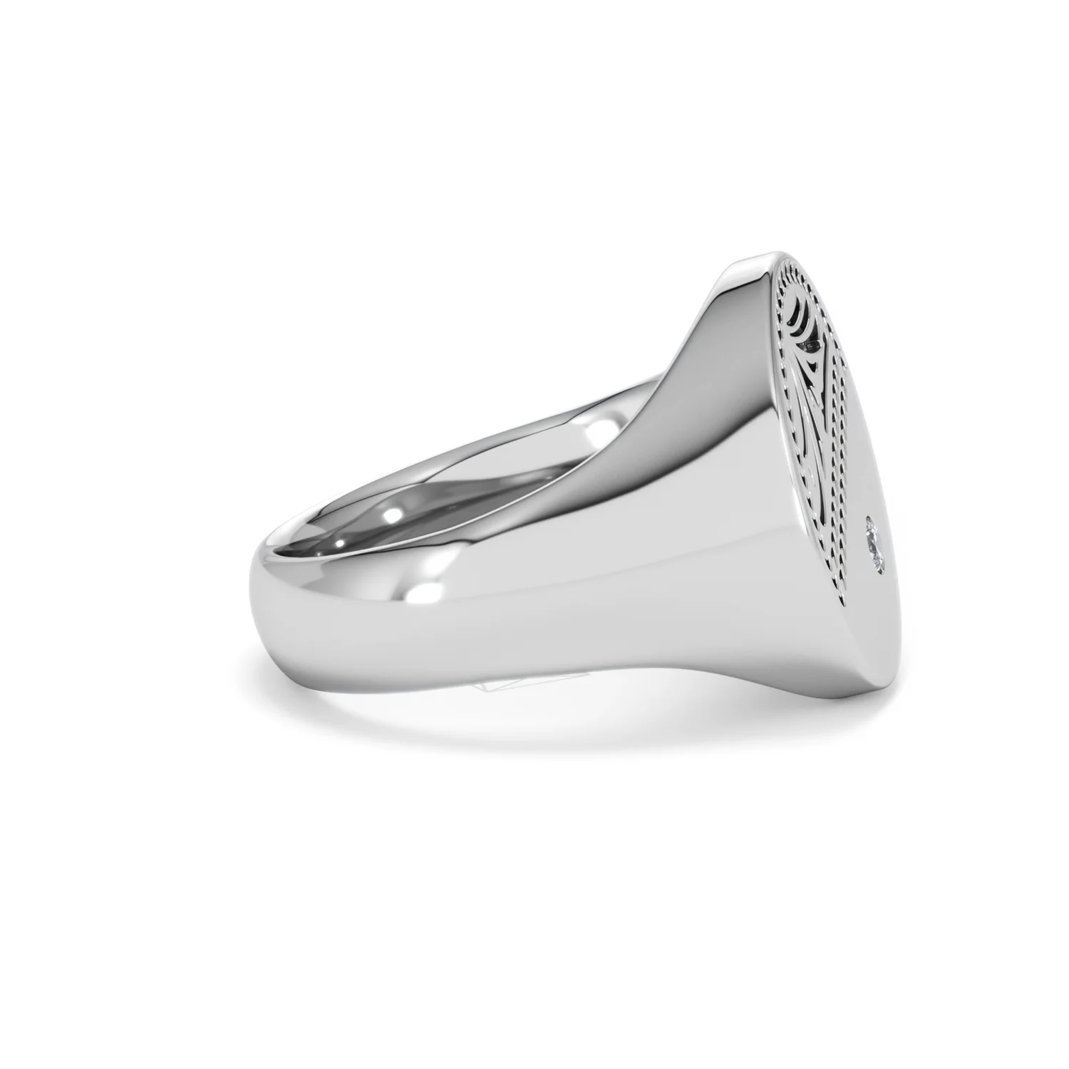 Crest 0.03ct Lab Diamond Men's Oval Signet Ring in Sterling Silver - Image 24