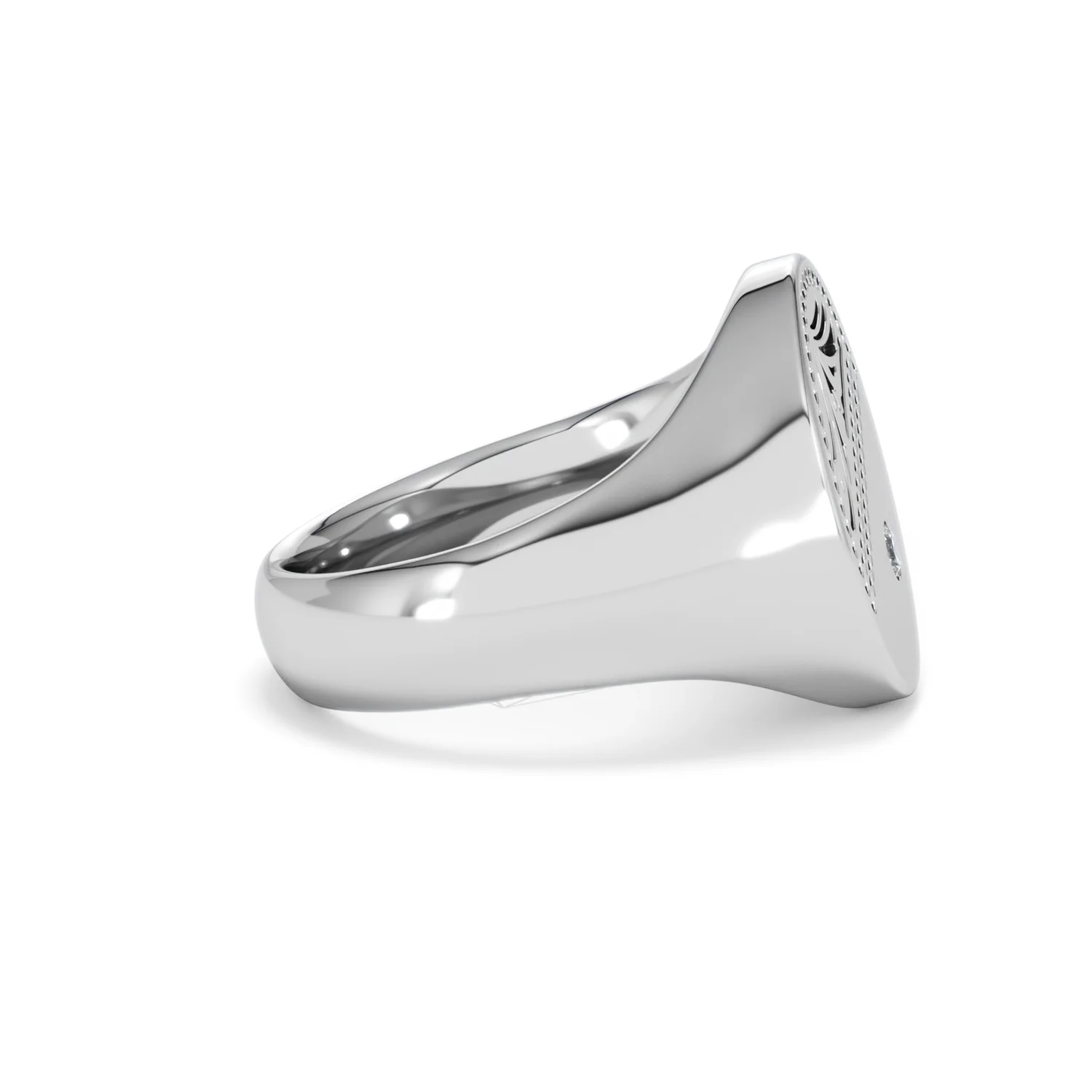 Crest 0.03ct Lab Diamond Men's Oval Signet Ring in Sterling Silver - Image 25