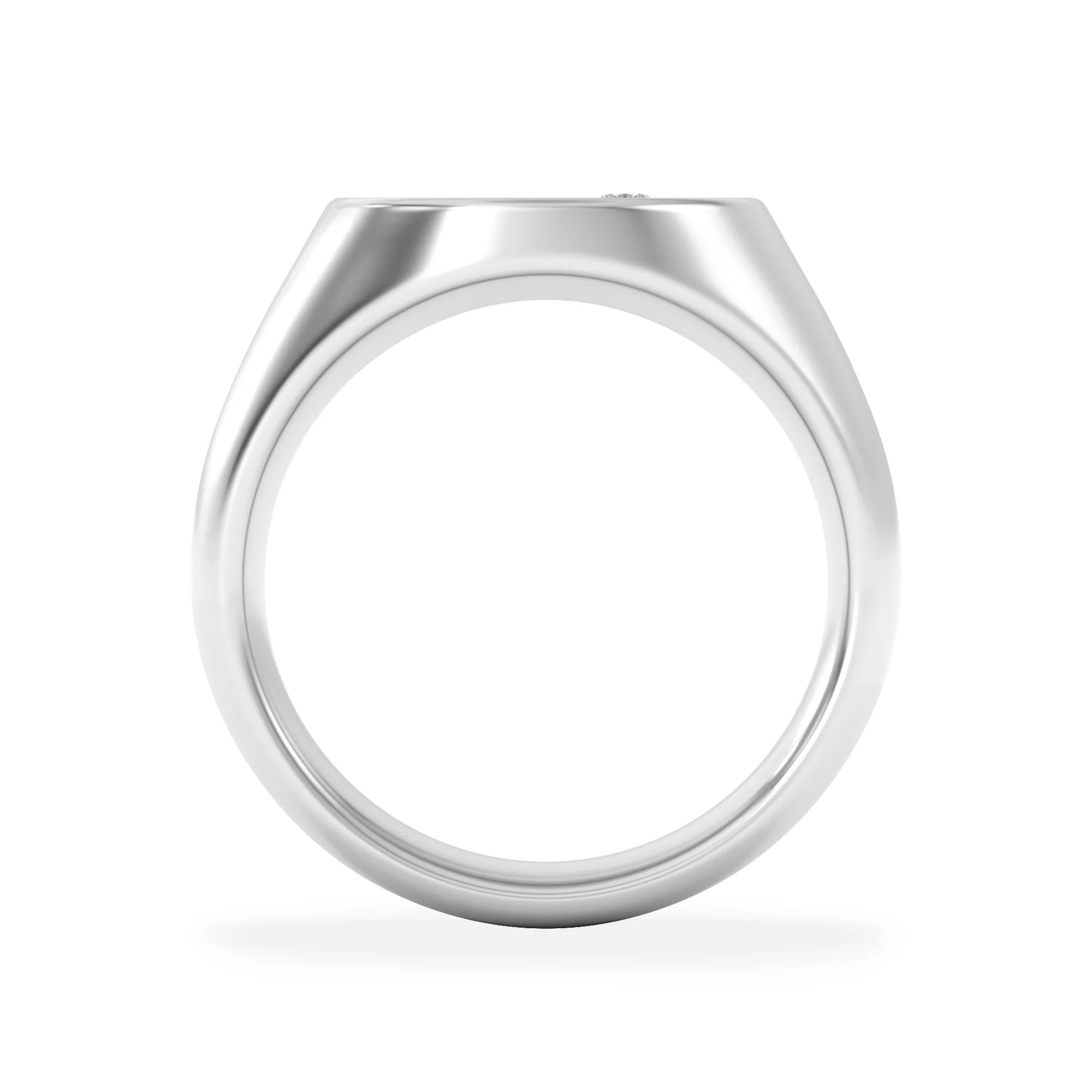 Crest 0.03ct Lab Diamond Men's Oval Signet Ring in Sterling Silver - Image 3