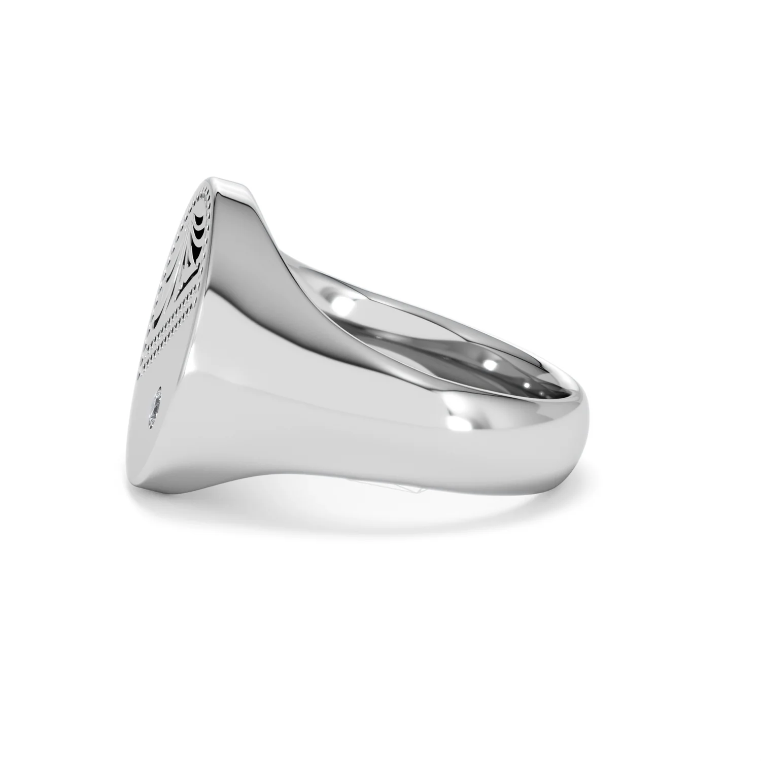 Crest 0.03ct Lab Diamond Men's Oval Signet Ring in Sterling Silver - Image 69