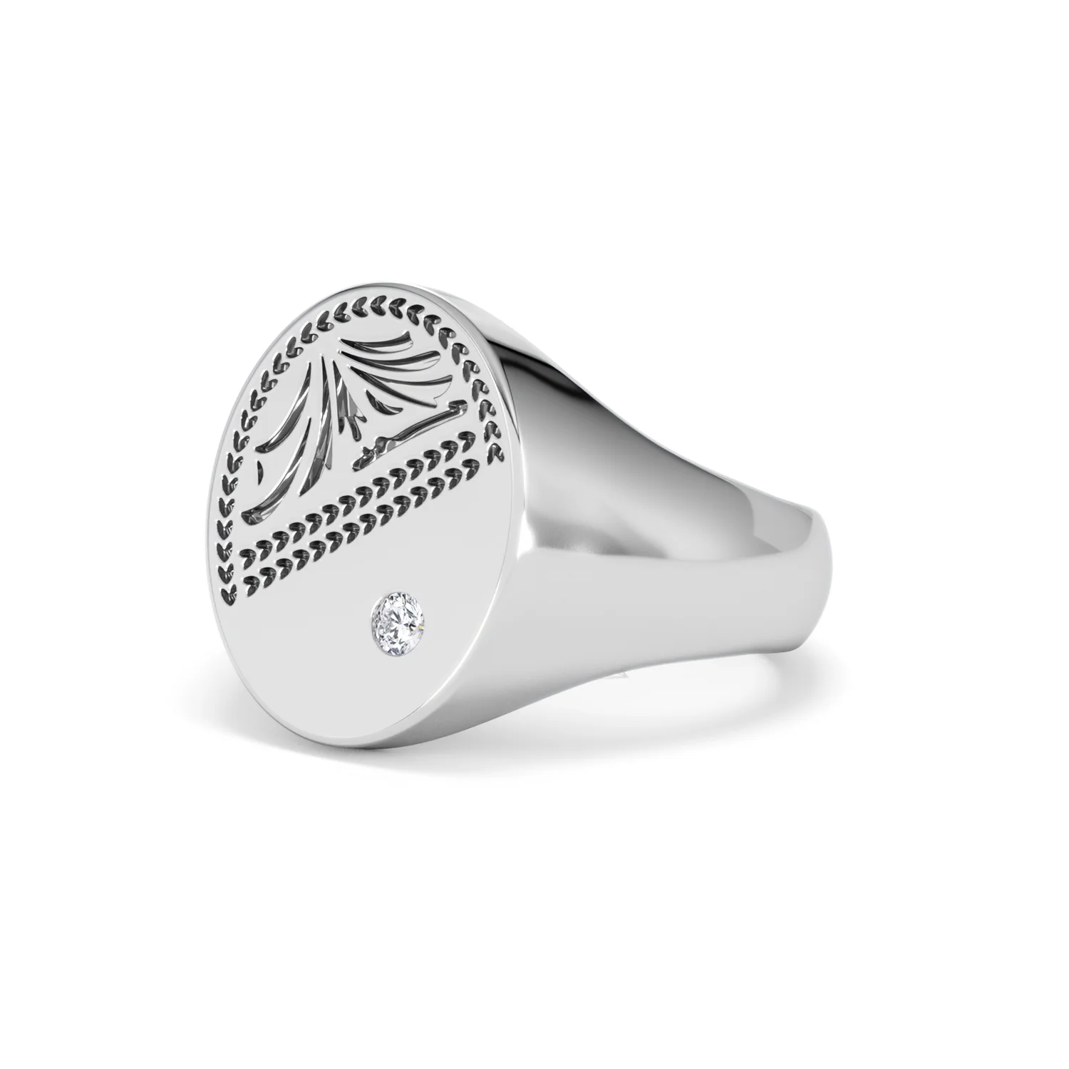 Crest 0.03ct Lab Diamond Men's Oval Signet Ring in Sterling Silver - Image 79