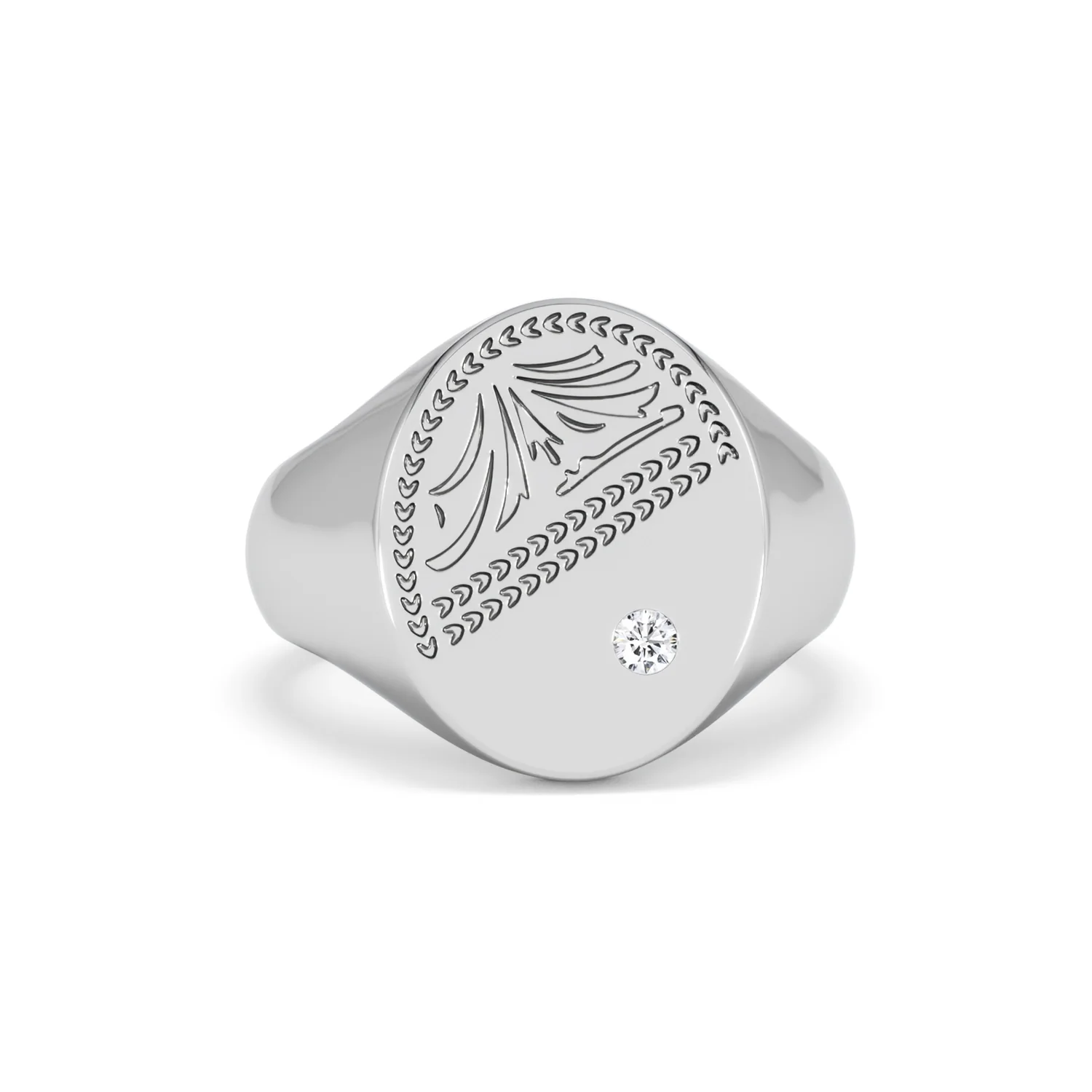 Crest 0.03ct Lab Diamond Men's Oval Signet Ring in Sterling Silver - Image 8