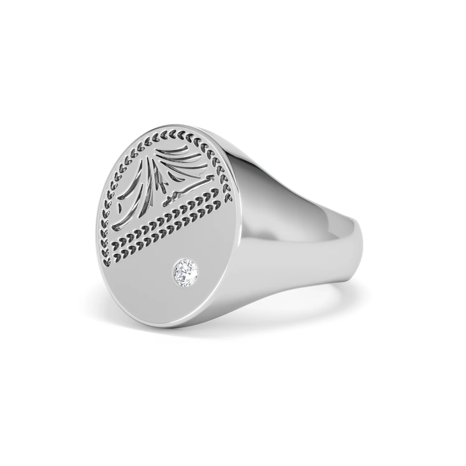 Crest 0.03ct Lab Diamond Men's Oval Signet Ring in Sterling Silver - Image 80