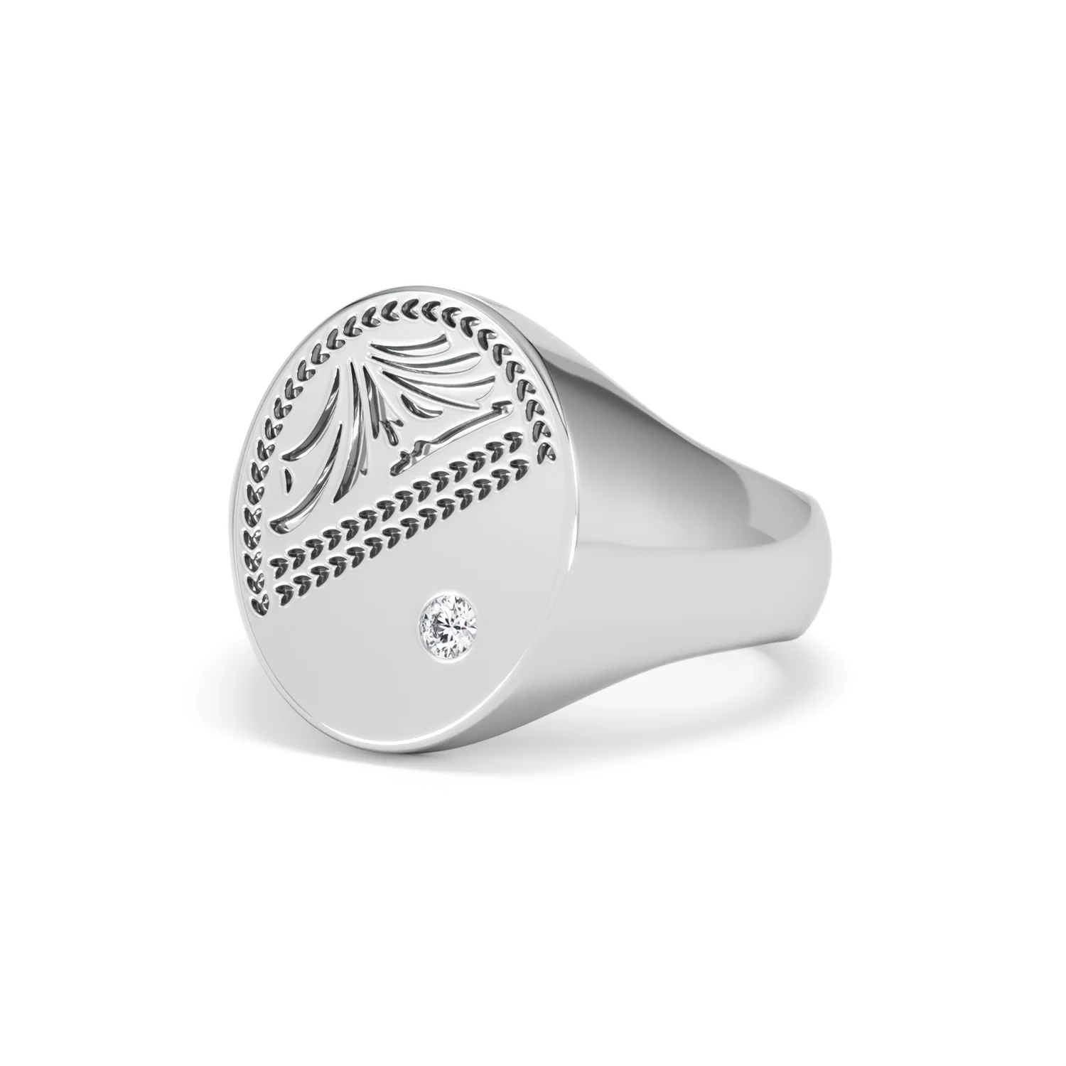 Crest 0.03ct Lab Diamond Men's Oval Signet Ring in Sterling Silver - Image 81