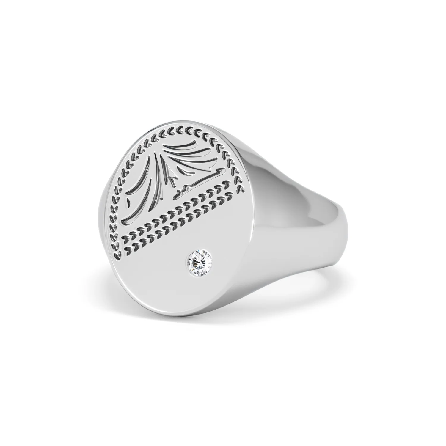 Crest 0.03ct Lab Diamond Men's Oval Signet Ring in Sterling Silver - Image 82