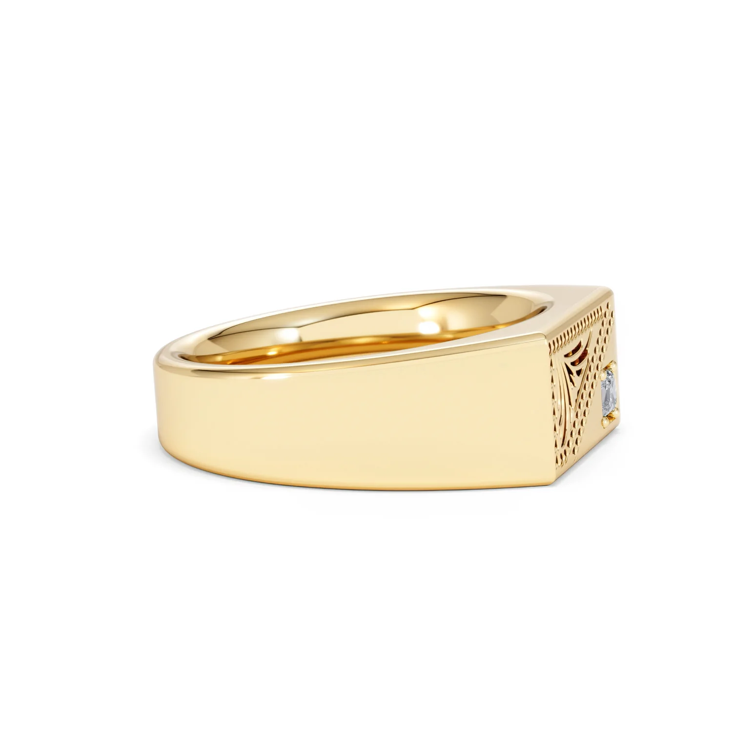 Crest 0.03ct Lab Diamond Men's Rectangle Signet Ring in 18K Yellow Gold Vermeil - Image 24