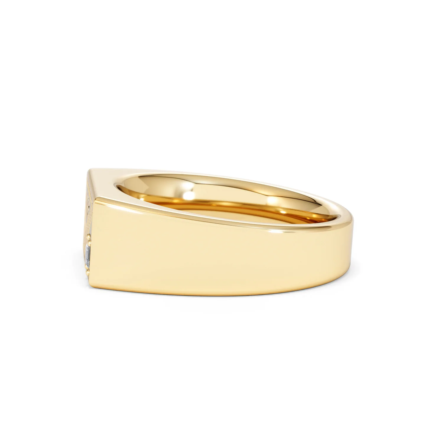 Crest 0.03ct Lab Diamond Men's Rectangle Signet Ring in 18K Yellow Gold Vermeil - Image 69