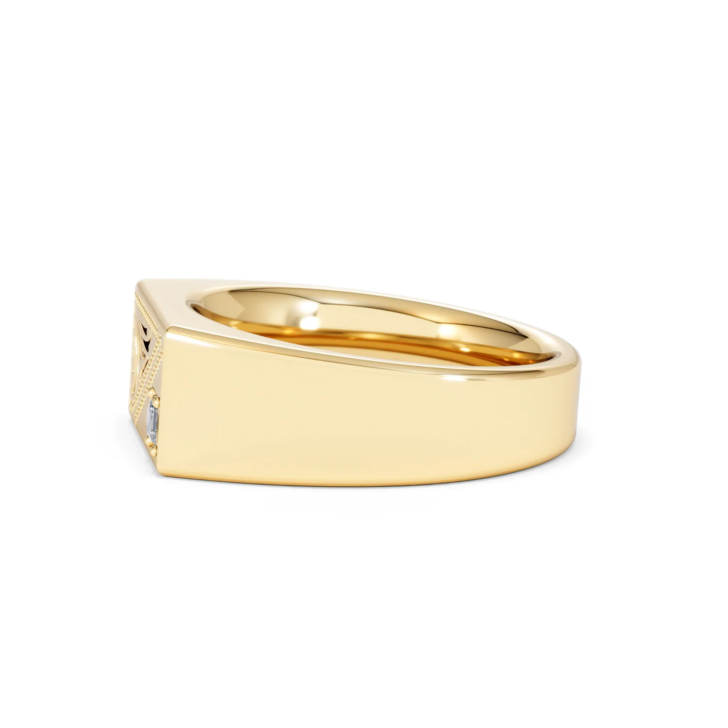 Crest 0.03ct Lab Diamond Men's Rectangle Signet Ring in 18K Yellow Gold Vermeil - Image 70