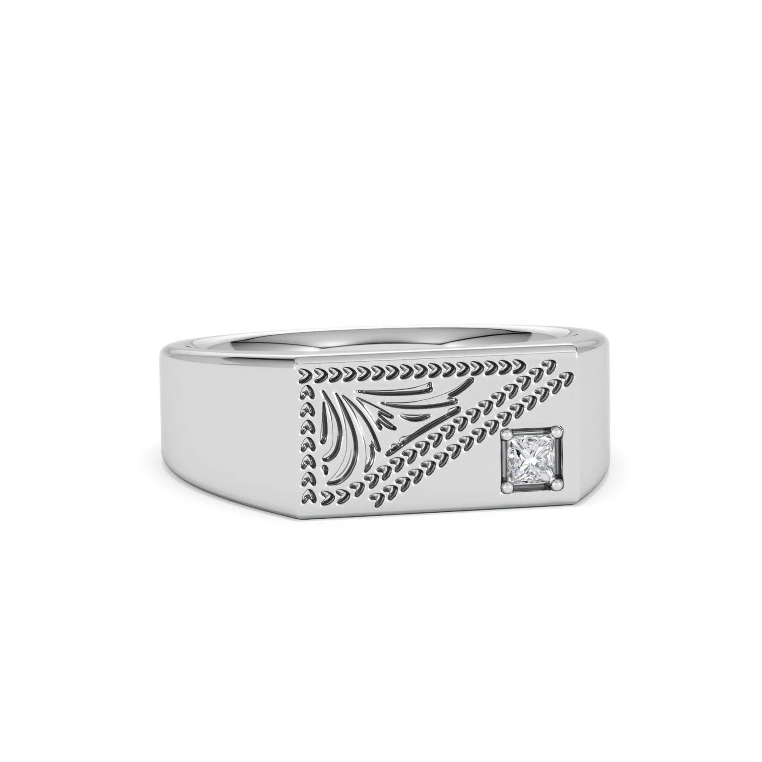 Crest 0.03ct Lab Diamond Men's Rectangle Signet Ring in Sterling Silver - Image 11