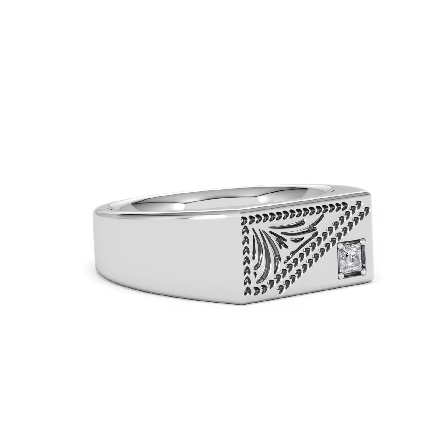Crest 0.03ct Lab Diamond Men's Rectangle Signet Ring in Sterling Silver - Image 16