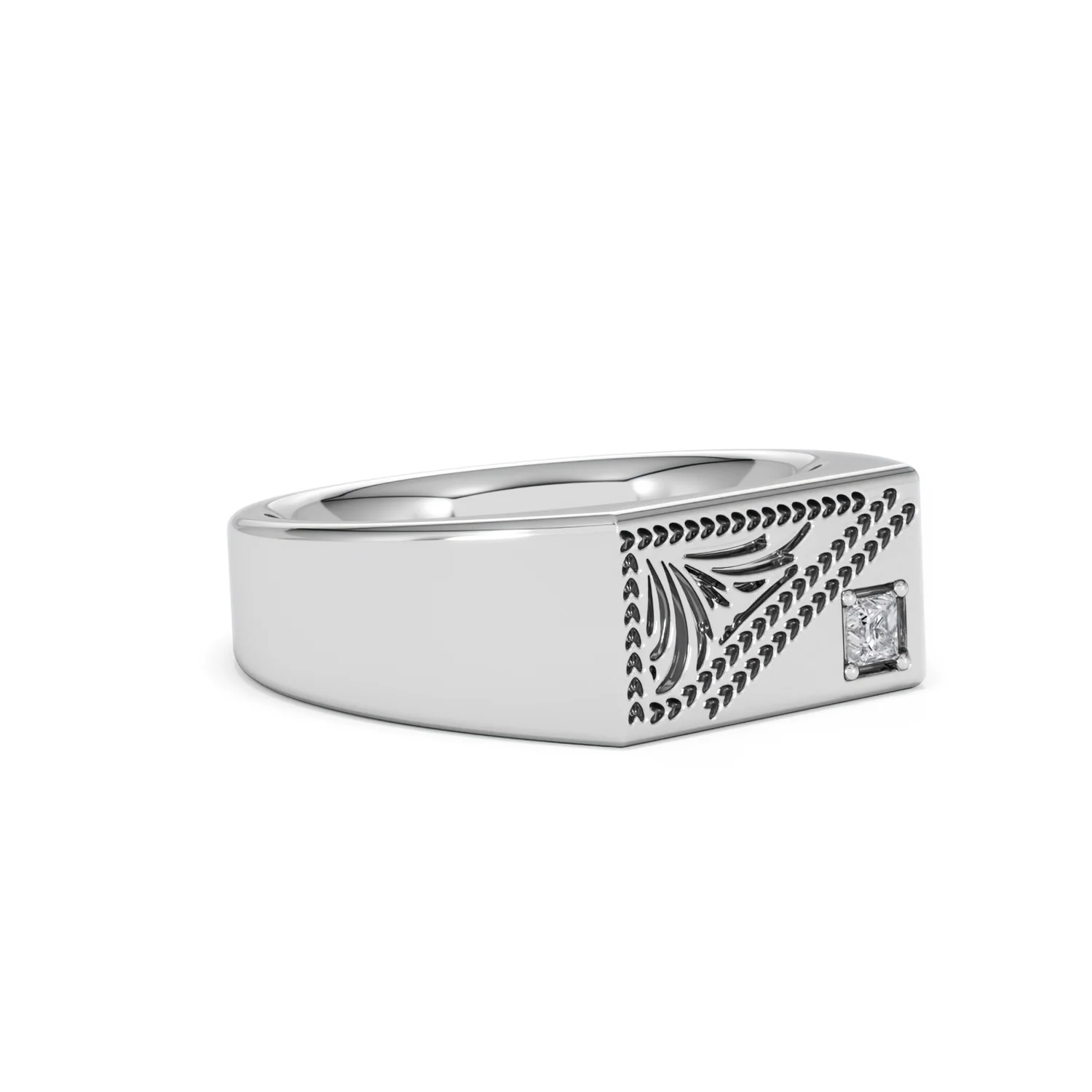 Crest 0.03ct Lab Diamond Men's Rectangle Signet Ring in Sterling Silver - Image 17