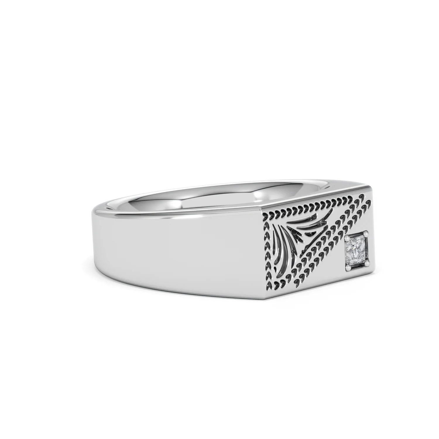 Crest 0.03ct Lab Diamond Men's Rectangle Signet Ring in Sterling Silver - Image 18