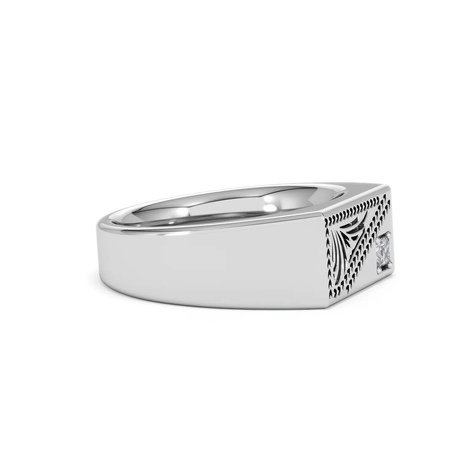 Crest 0.03ct Lab Diamond Men's Rectangle Signet Ring in Sterling Silver - Image 22