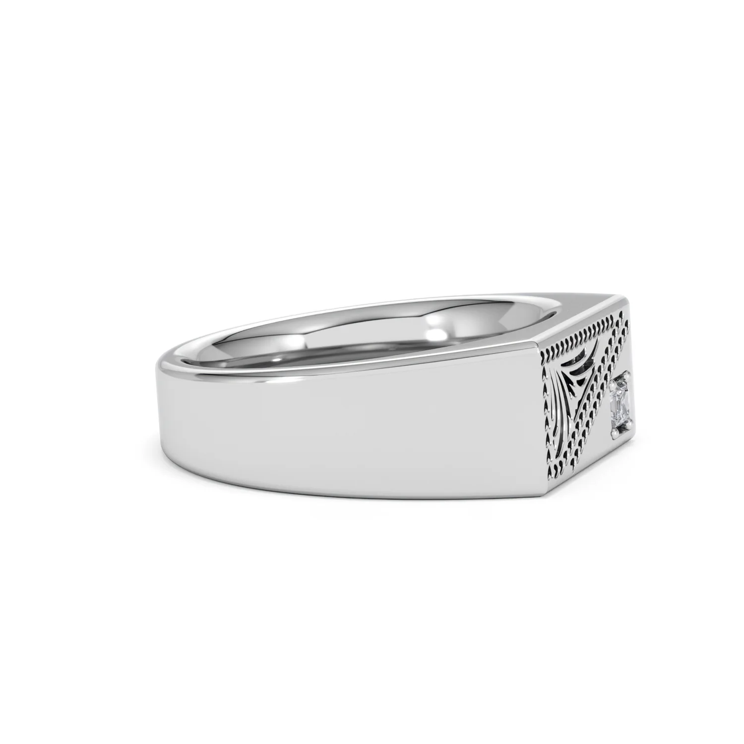 Crest 0.03ct Lab Diamond Men's Rectangle Signet Ring in Sterling Silver - Image 23