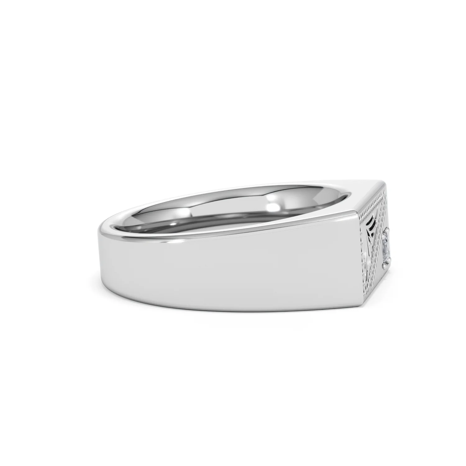 Crest 0.03ct Lab Diamond Men's Rectangle Signet Ring in Sterling Silver - Image 25