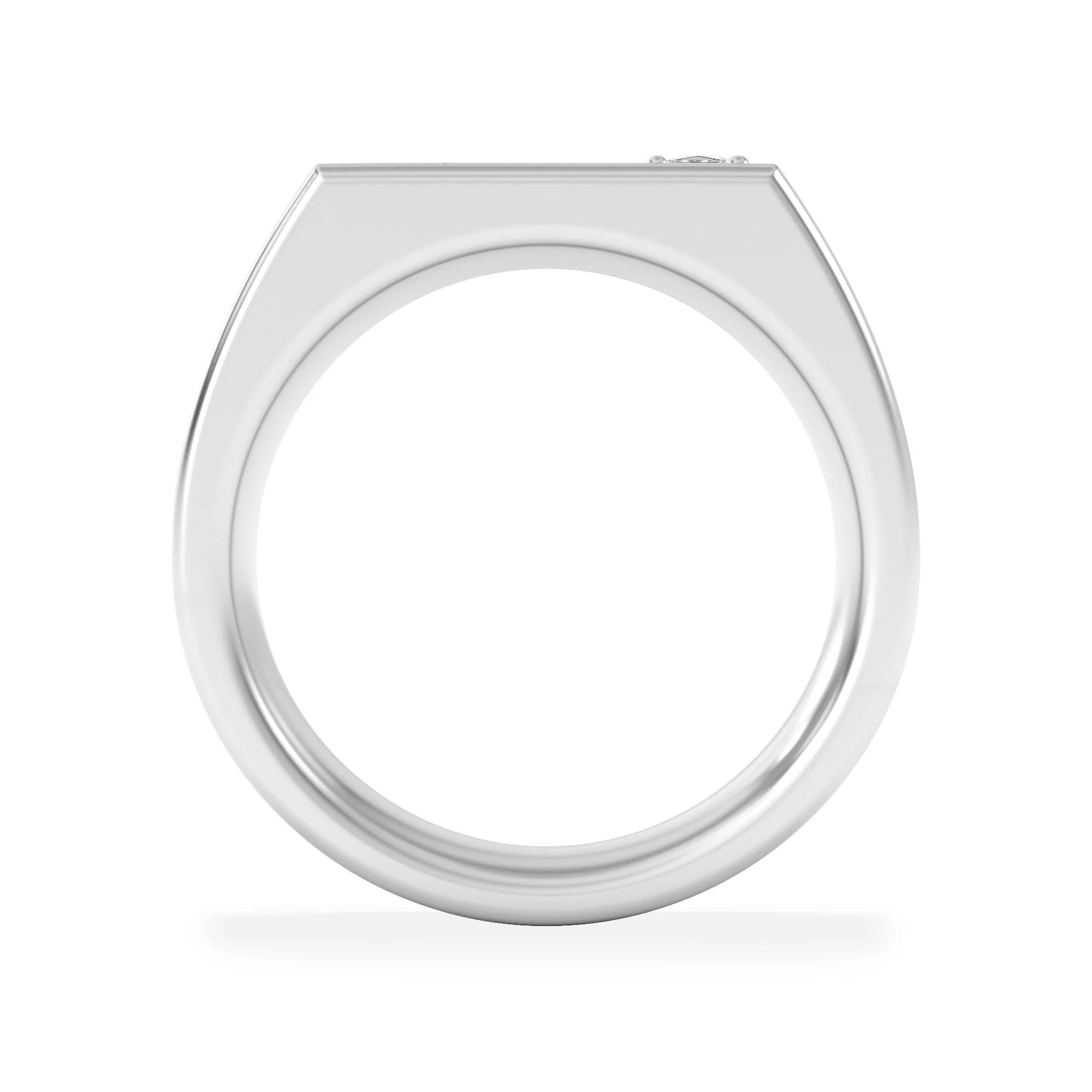Crest 0.03ct Lab Diamond Men's Rectangle Signet Ring in Sterling Silver - Image 3
