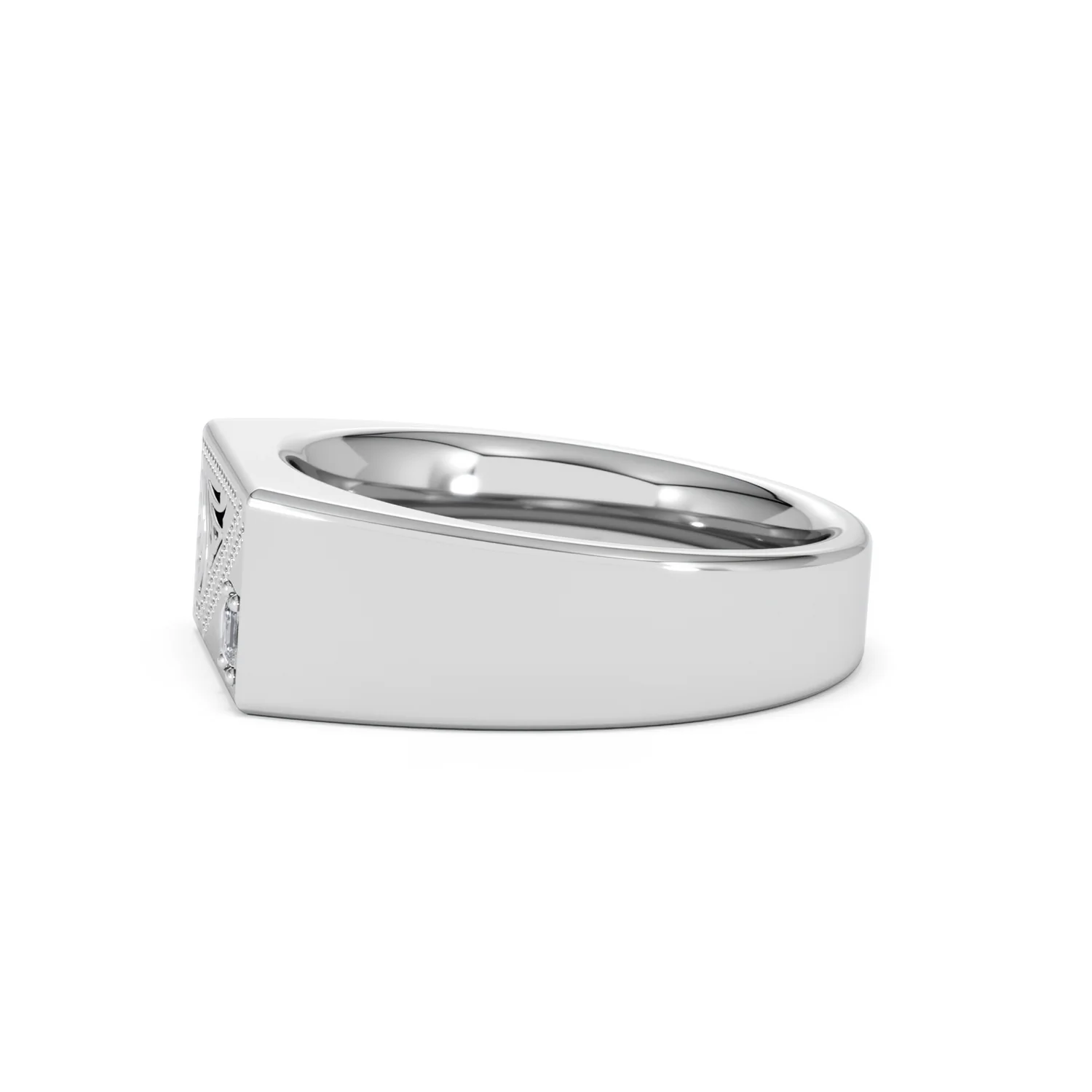 Crest 0.03ct Lab Diamond Men's Rectangle Signet Ring in Sterling Silver - Image 70