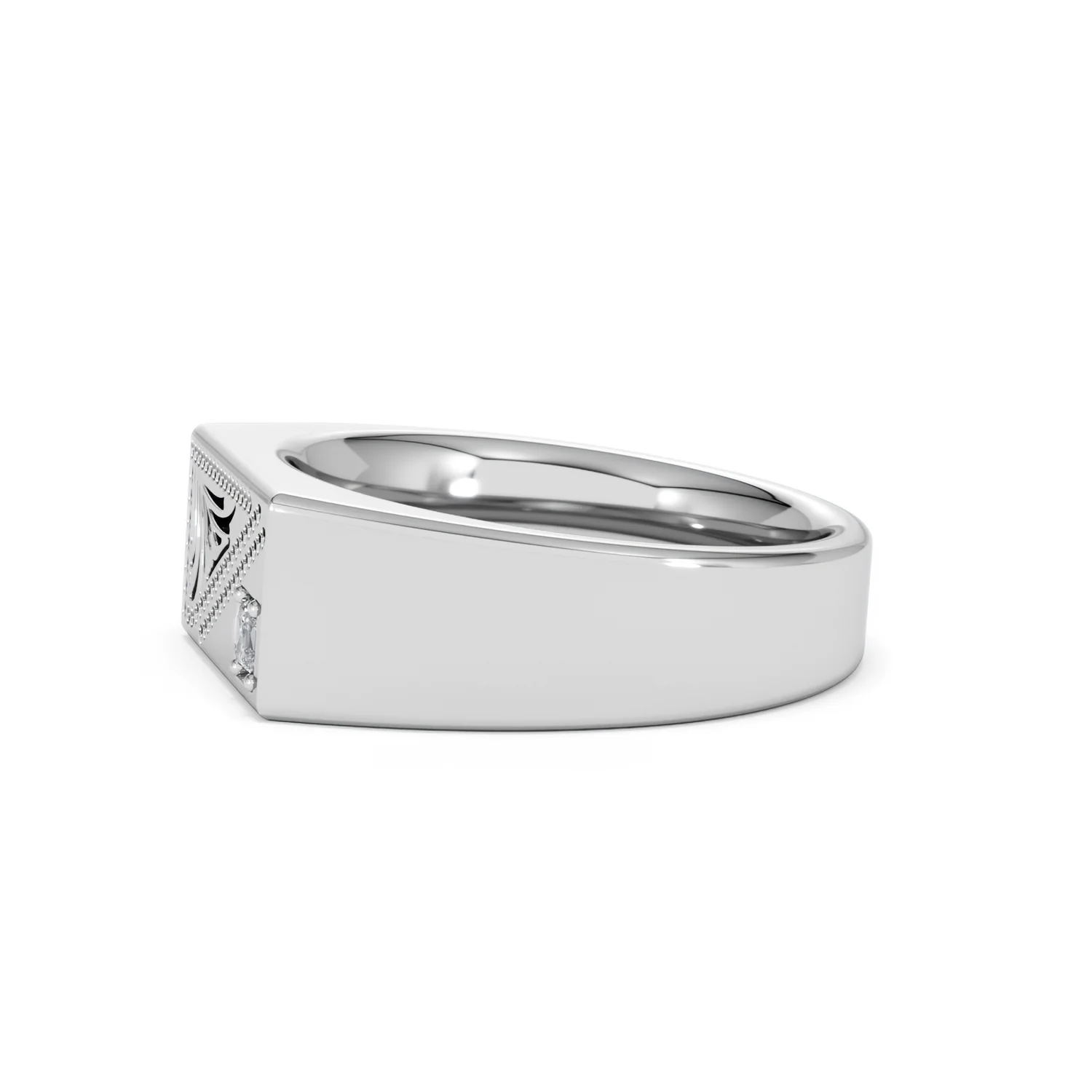 Crest 0.03ct Lab Diamond Men's Rectangle Signet Ring in Sterling Silver - Image 71