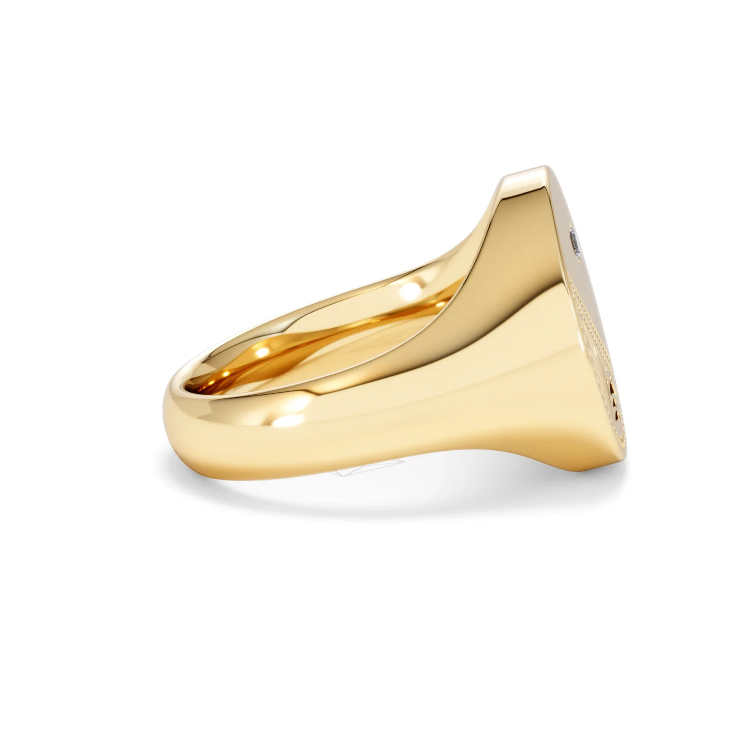 Crest 0.03ct Lab Diamond Men's Round Signet Ring in 18K Yellow Gold Vermeil - Image 27