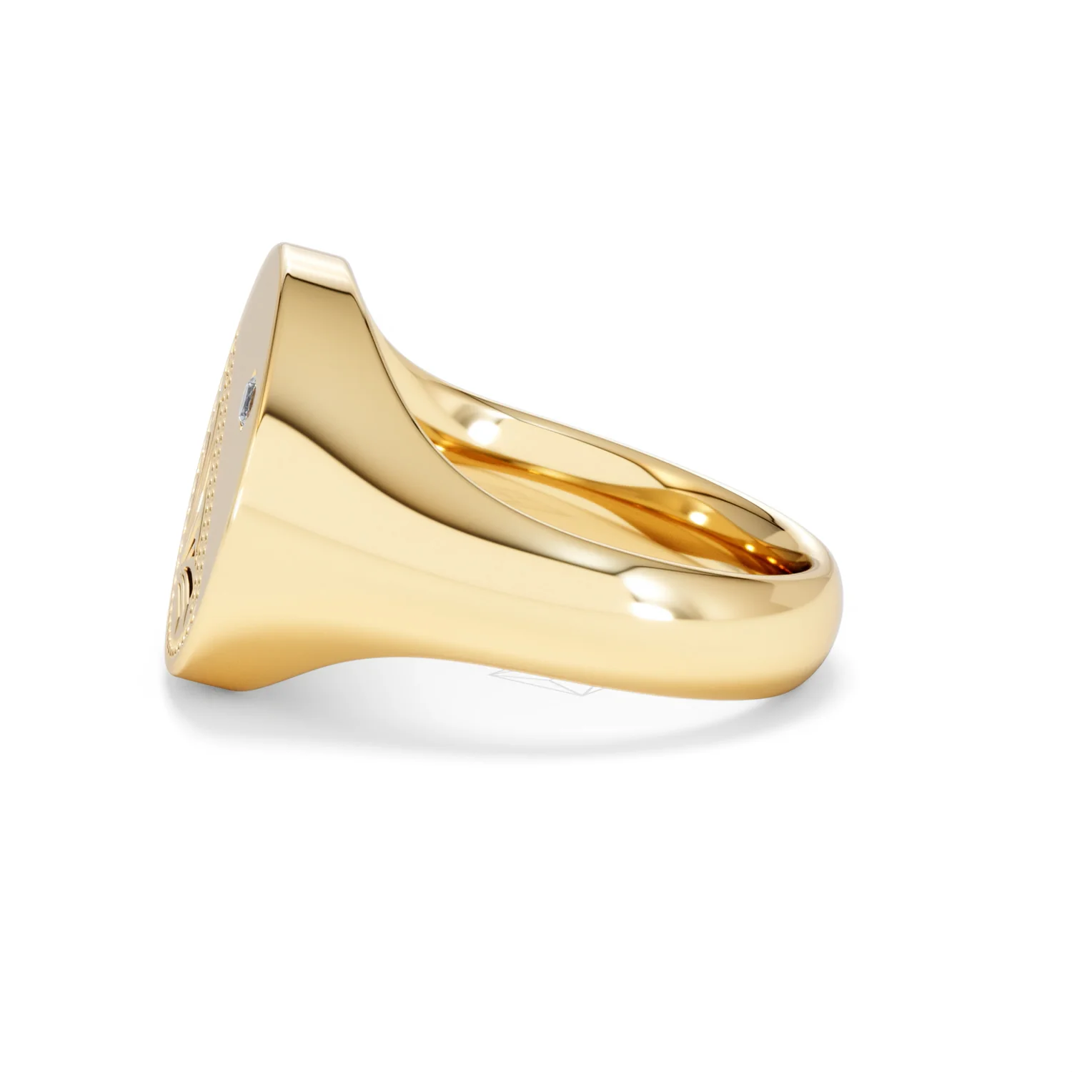 Crest 0.03ct Lab Diamond Men's Round Signet Ring in 18K Yellow Gold Vermeil - Image 69