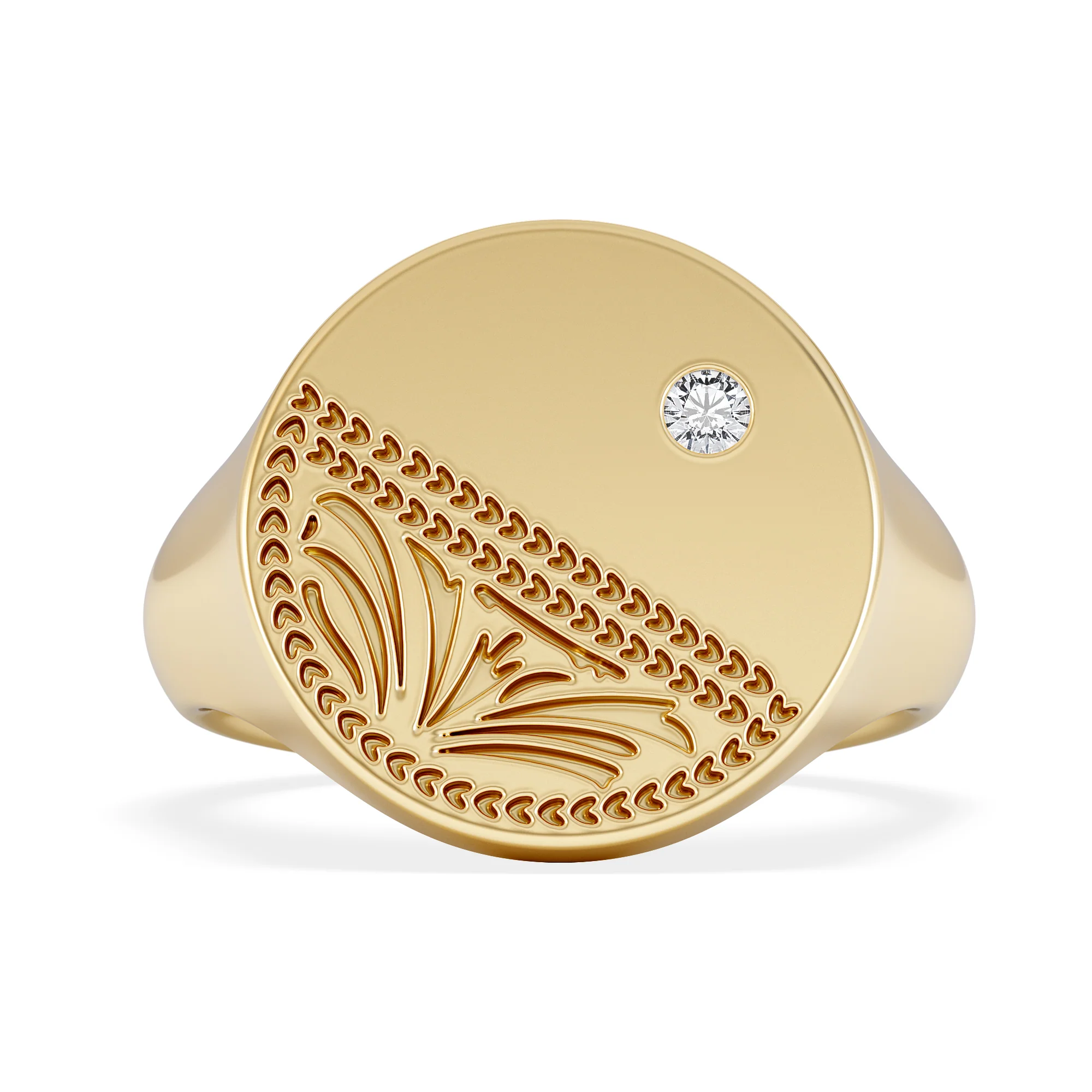 Crest 0.03ct Lab Diamond Men's Round Signet Ring in 18K Yellow Gold Vermeil - Image 7