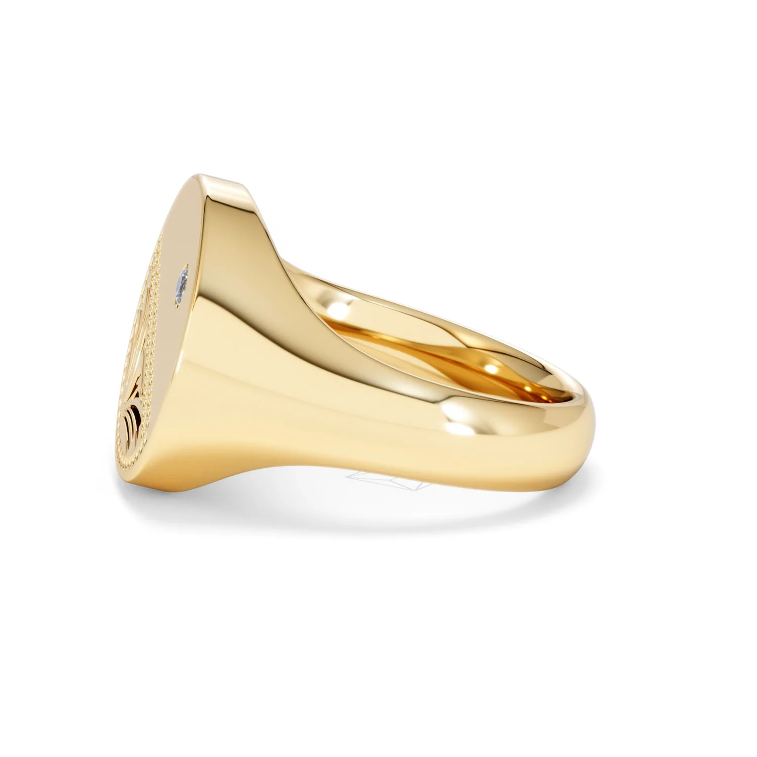 Crest 0.03ct Lab Diamond Men's Round Signet Ring in 18K Yellow Gold Vermeil - Image 70