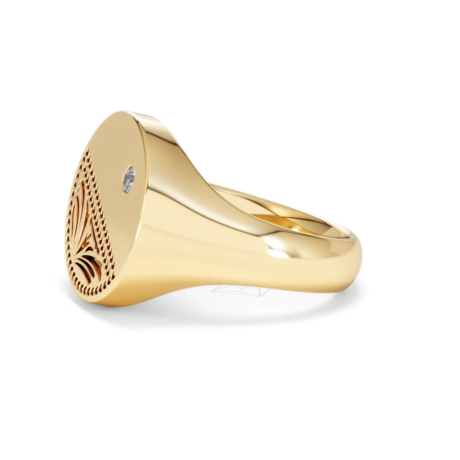 Crest 0.03ct Lab Diamond Men's Round Signet Ring in 18K Yellow Gold Vermeil - Image 73