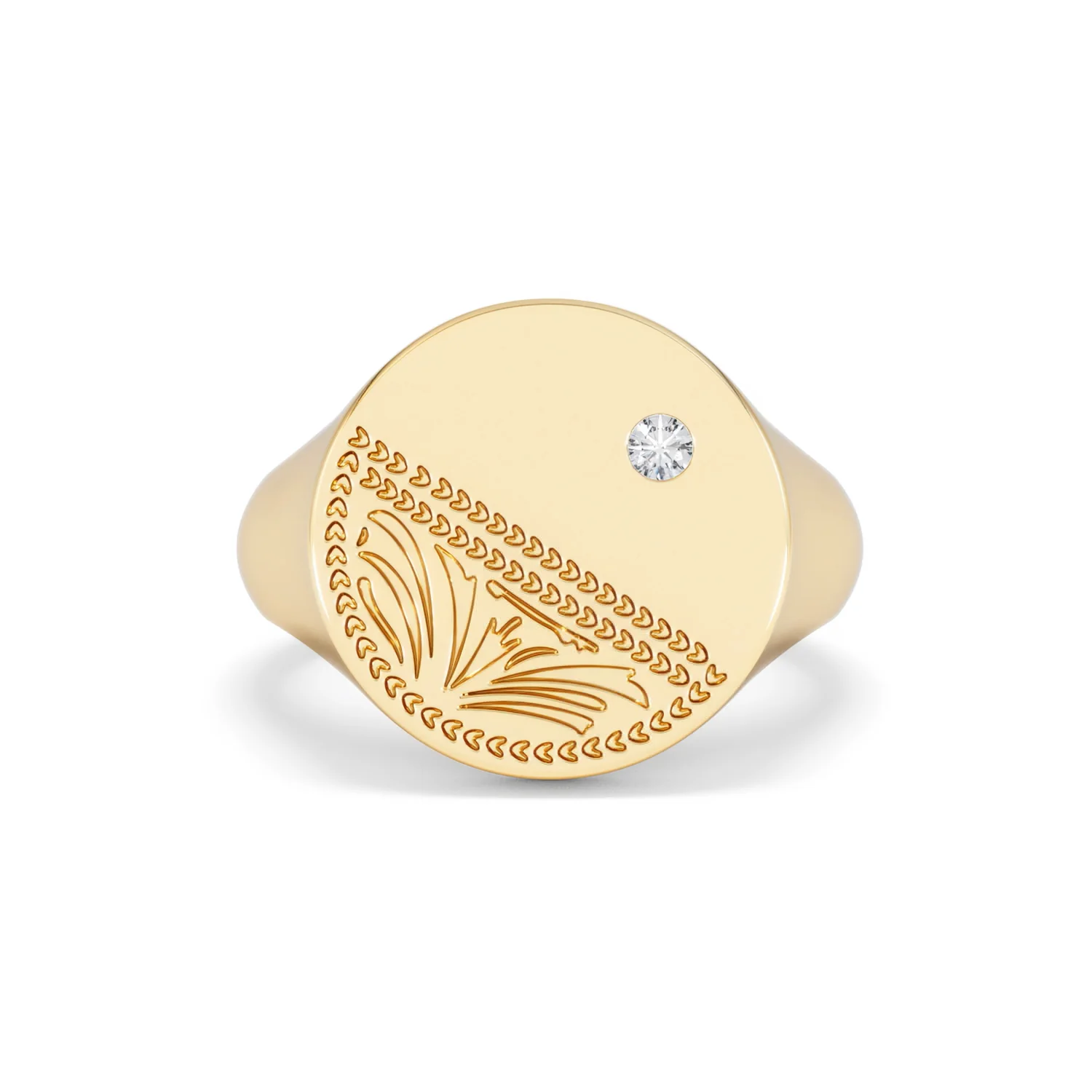 Crest 0.03ct Lab Diamond Men's Round Signet Ring in 18K Yellow Gold Vermeil - Image 8