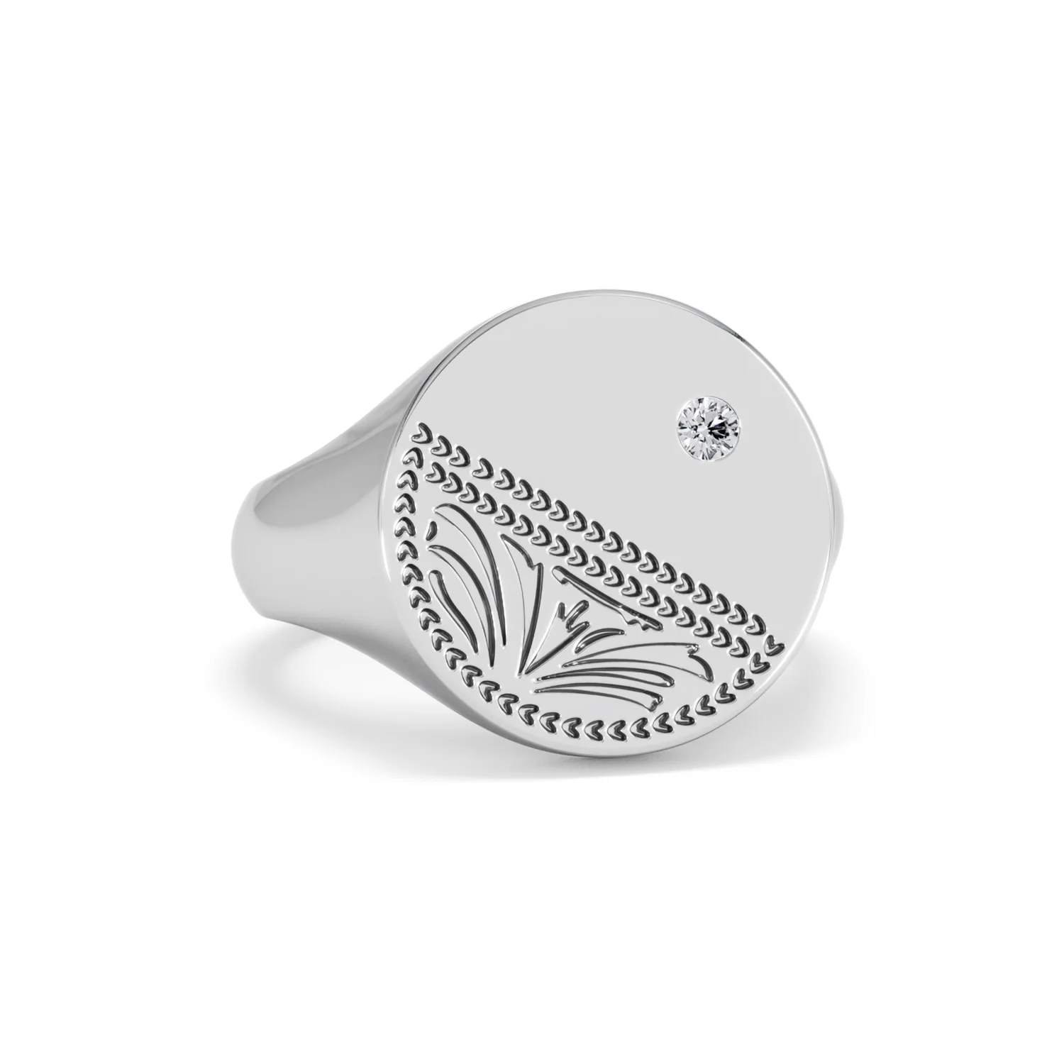Crest 0.03ct Lab Diamond Men's Round Signet Ring in Sterling Silver - Image 11